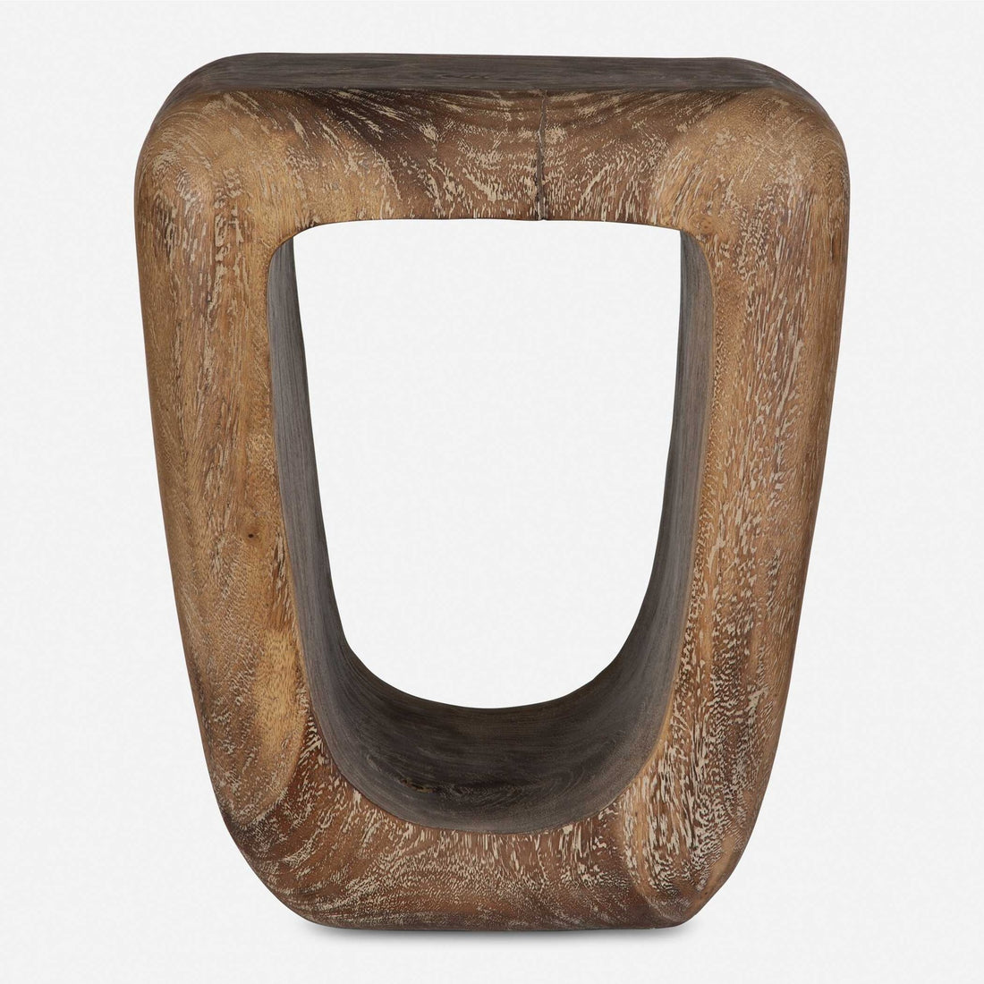 UTTERMOST Loophole Bleached Wash Accent Stool - Benches, Ottoman, Stools