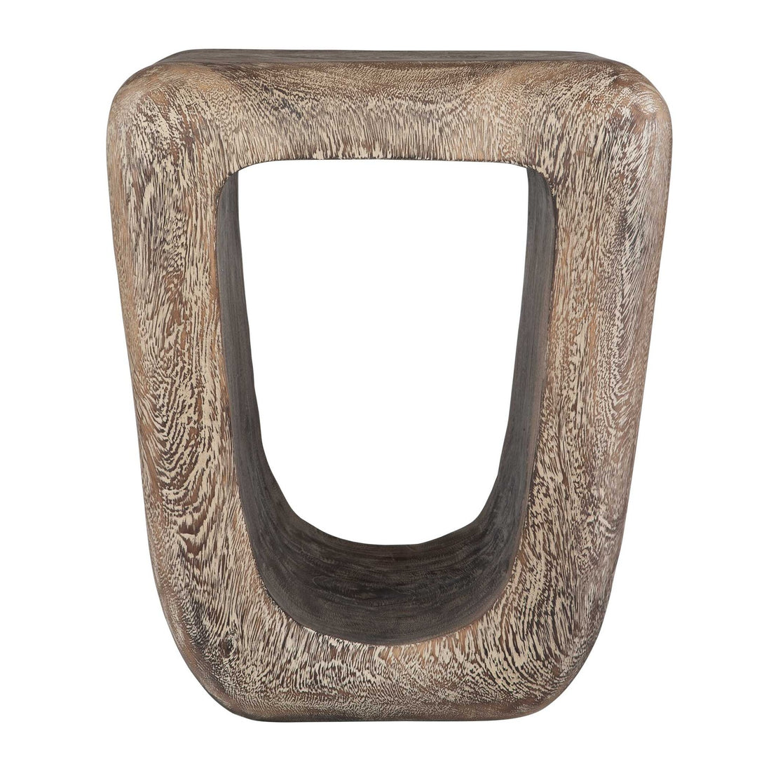 UTTERMOST LOOPHOLE BLEACHED WASH ACCENT STOOL - Benches, Ottoman, Stools
