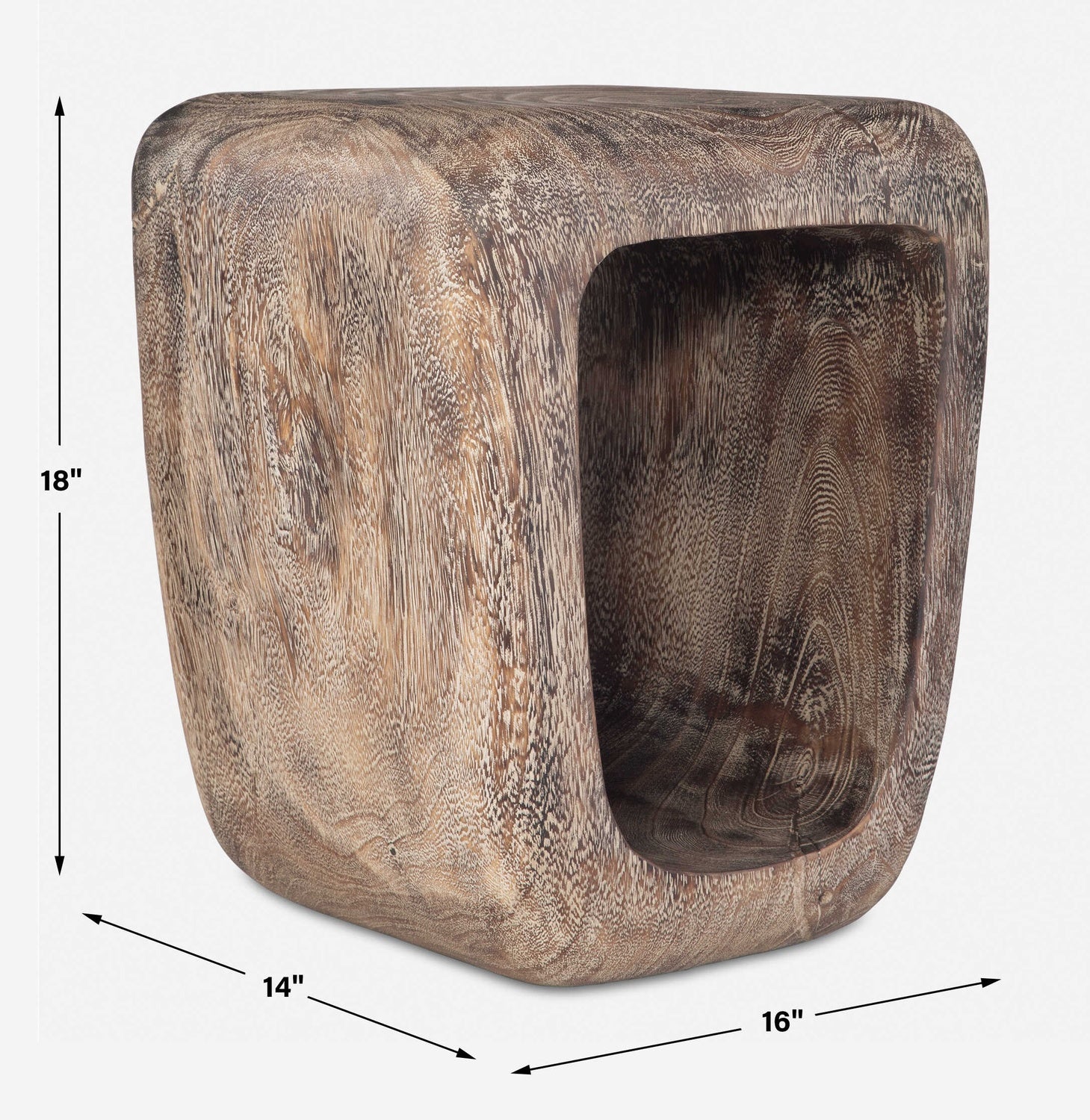 UTTERMOST Loophole Bleached Wash Accent Stool - Benches, Ottoman, Stools