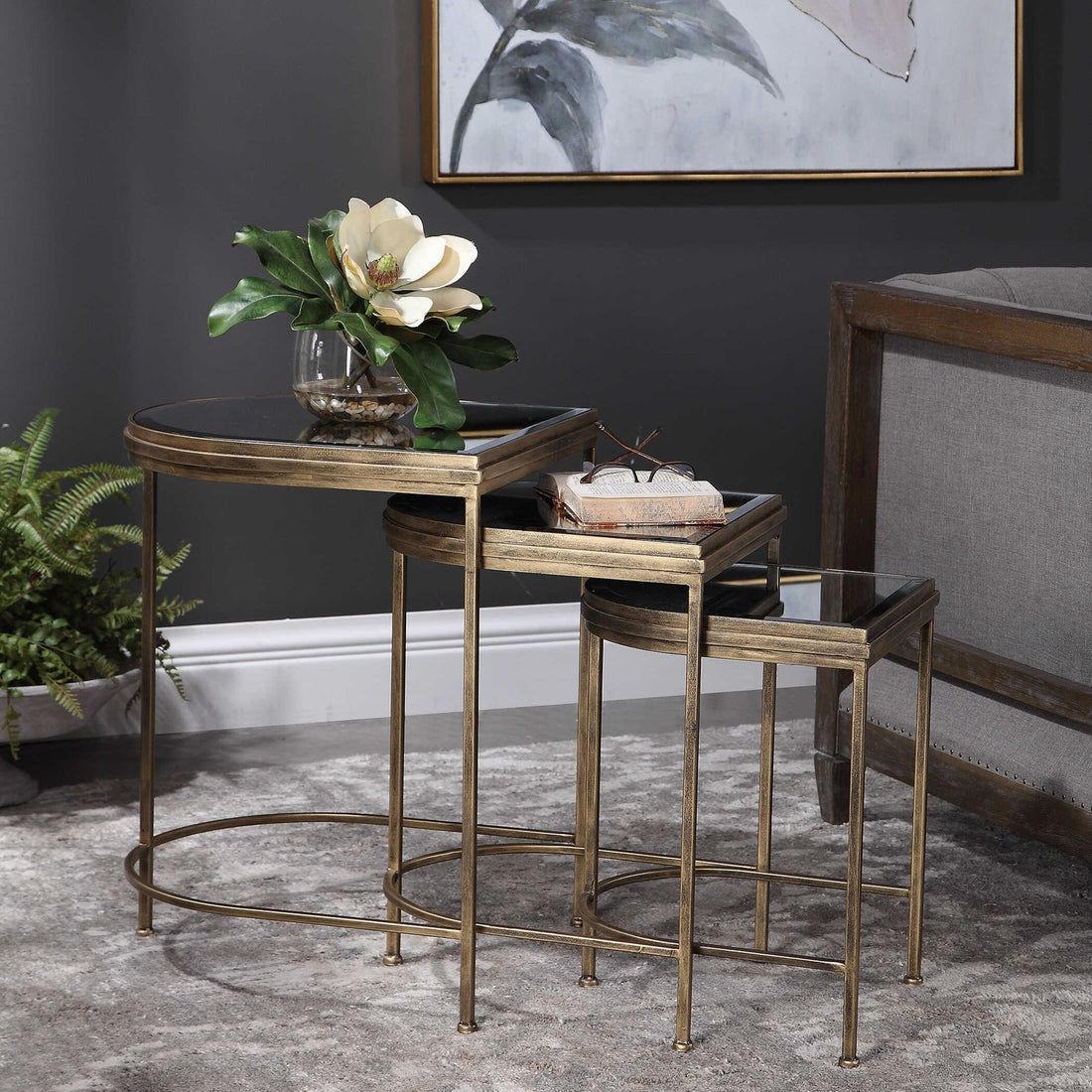 UTTERMOST India Nesting Tables Set Of 3 - Side