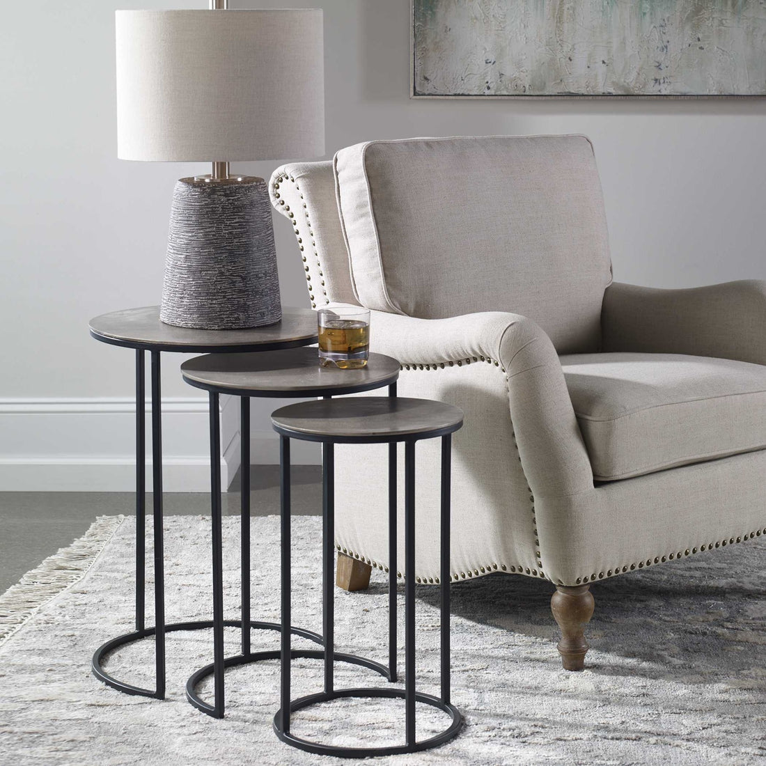 UTTERMOST Erik Metal Nesting Tables Set Of 3 - Side
