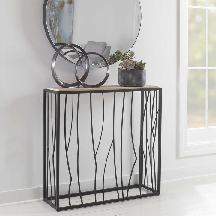 UTTERMOST REED TRAVERTINE CONSOLE TABLE - Consoles