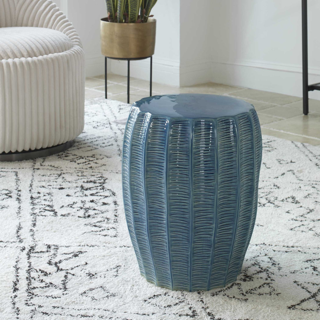 UTTERMOST Harbor Aqua Garden Stool - Decorative Accents