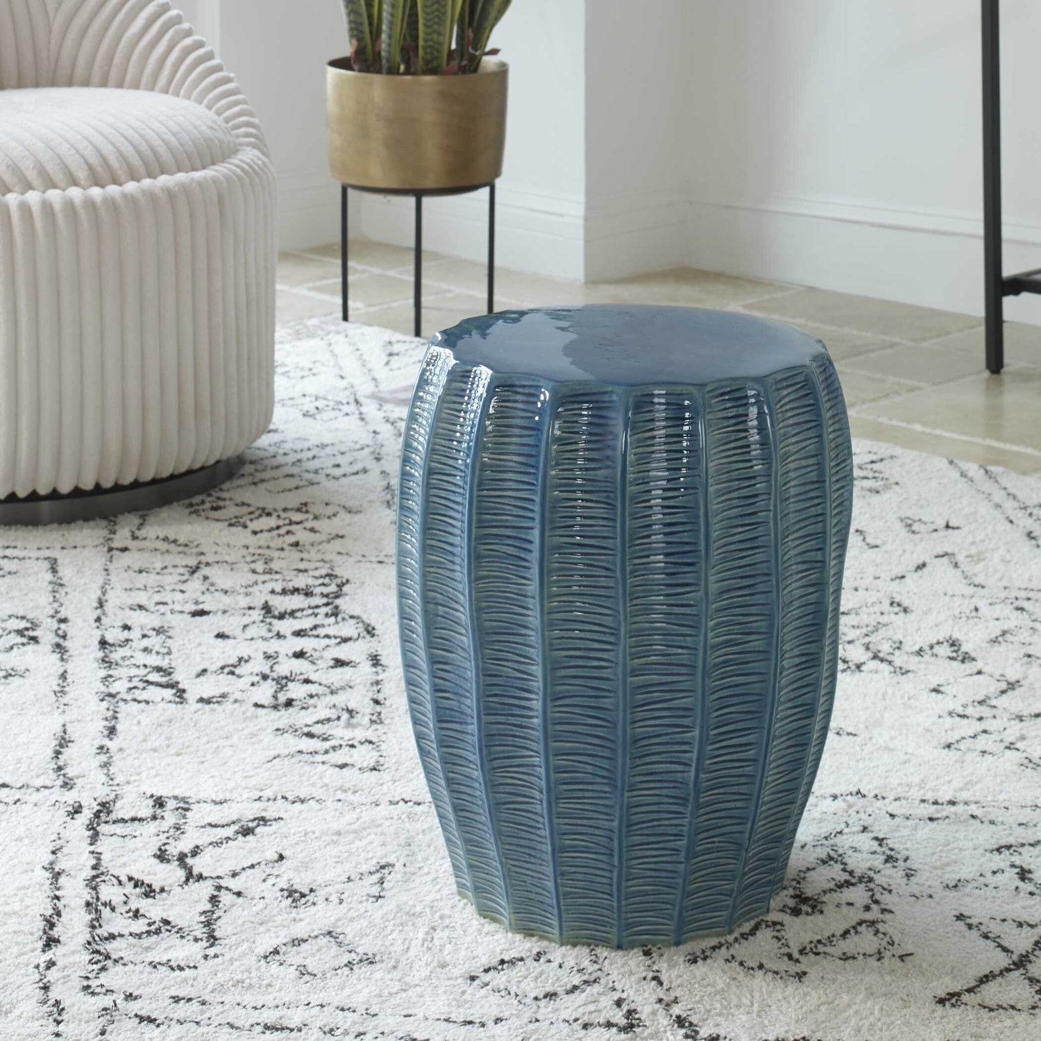 UTTERMOST Harbor Aqua Garden Stool - Decorative Accents