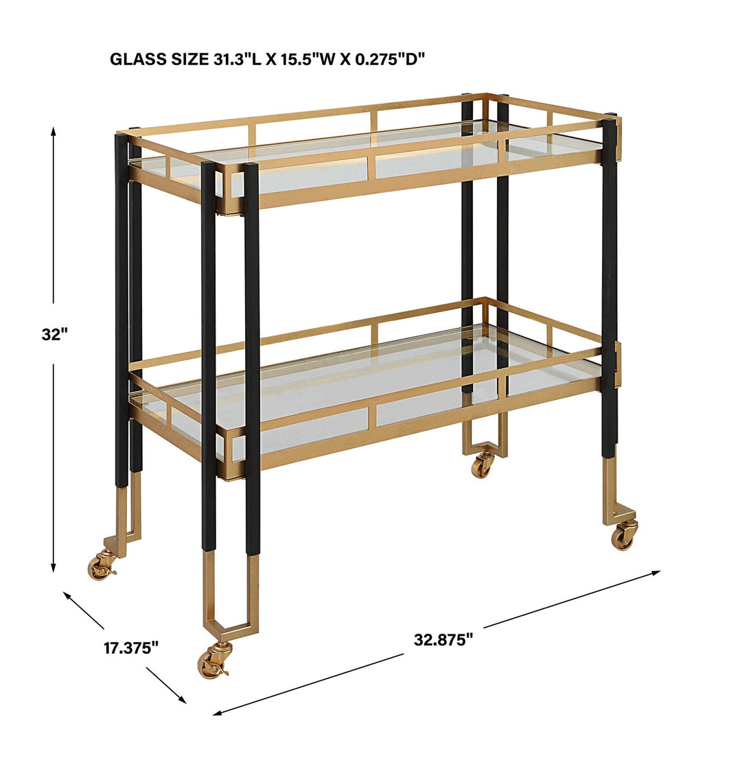 UTTERMOST KENTMORE MODERN BAR CART - Cabinets & Bar