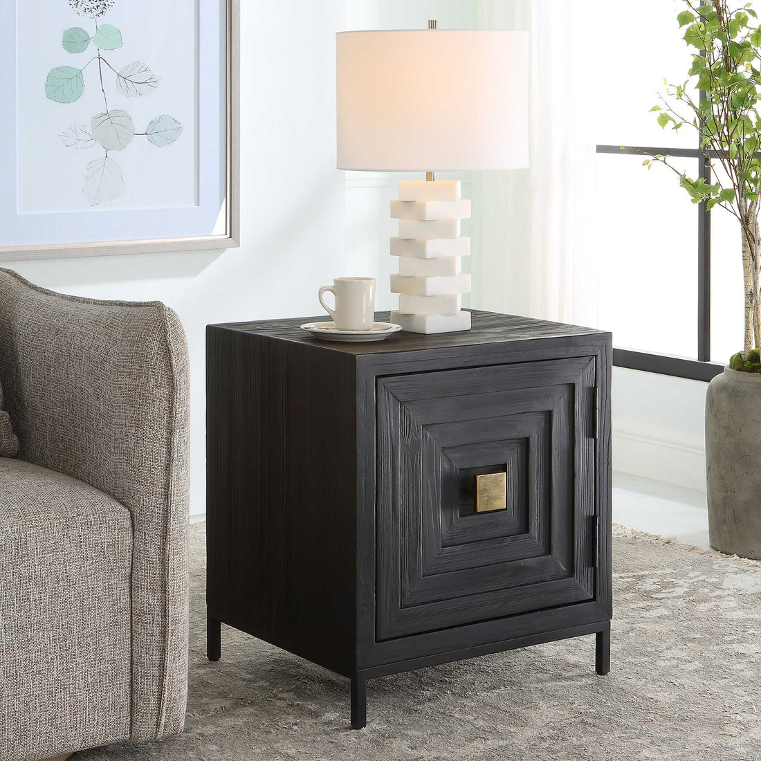 UTTERMOST Aiken Geometric Cabinet / End Table - Cabinets & Bar