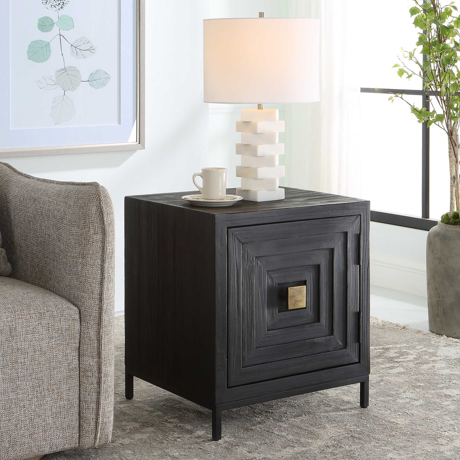 UTTERMOST AIKEN GEOMETRIC CABINET / END TABLE - Cabinets & Bar