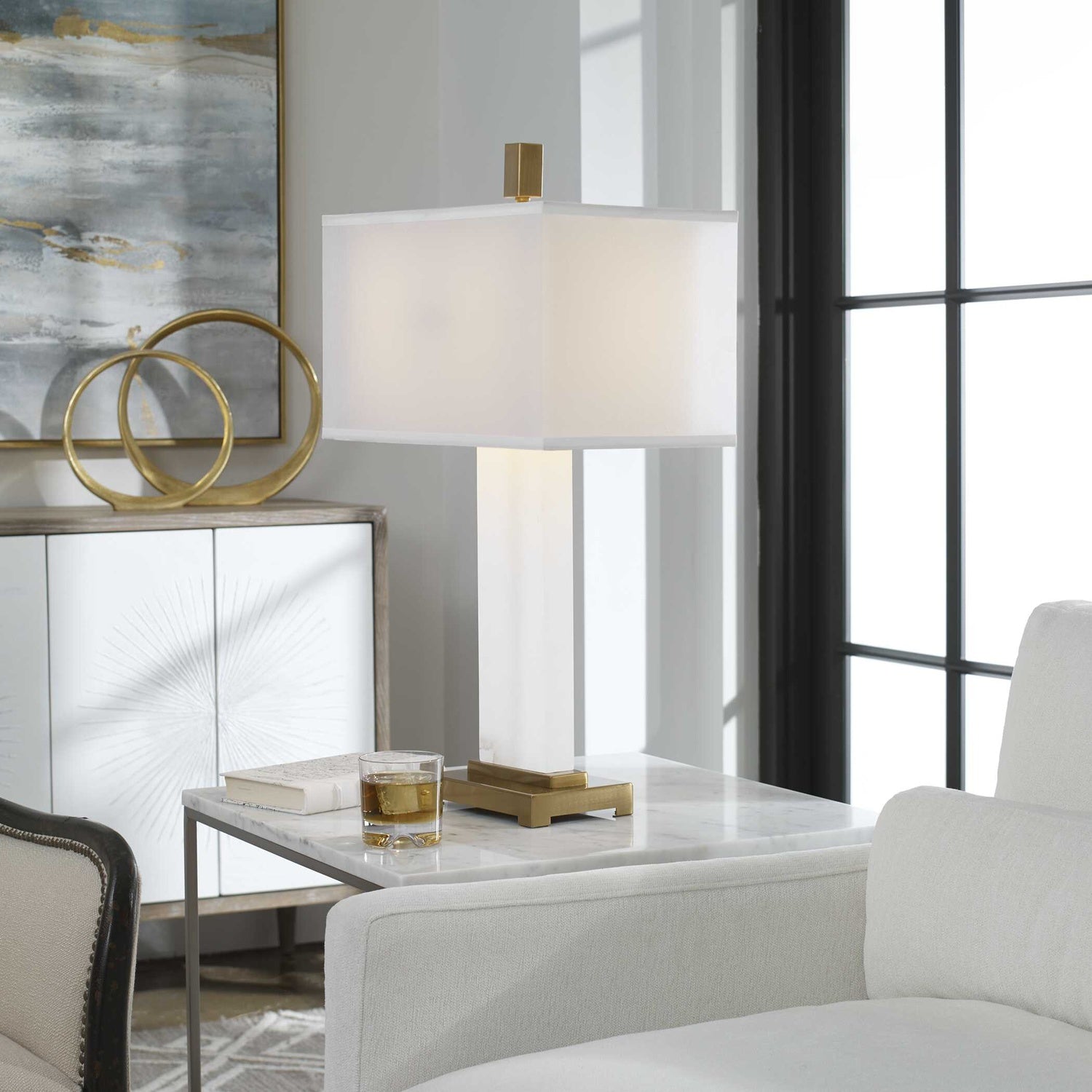 UTTERMOST, ATHANAS ALABASTER LAMP, TABLE LAMPS