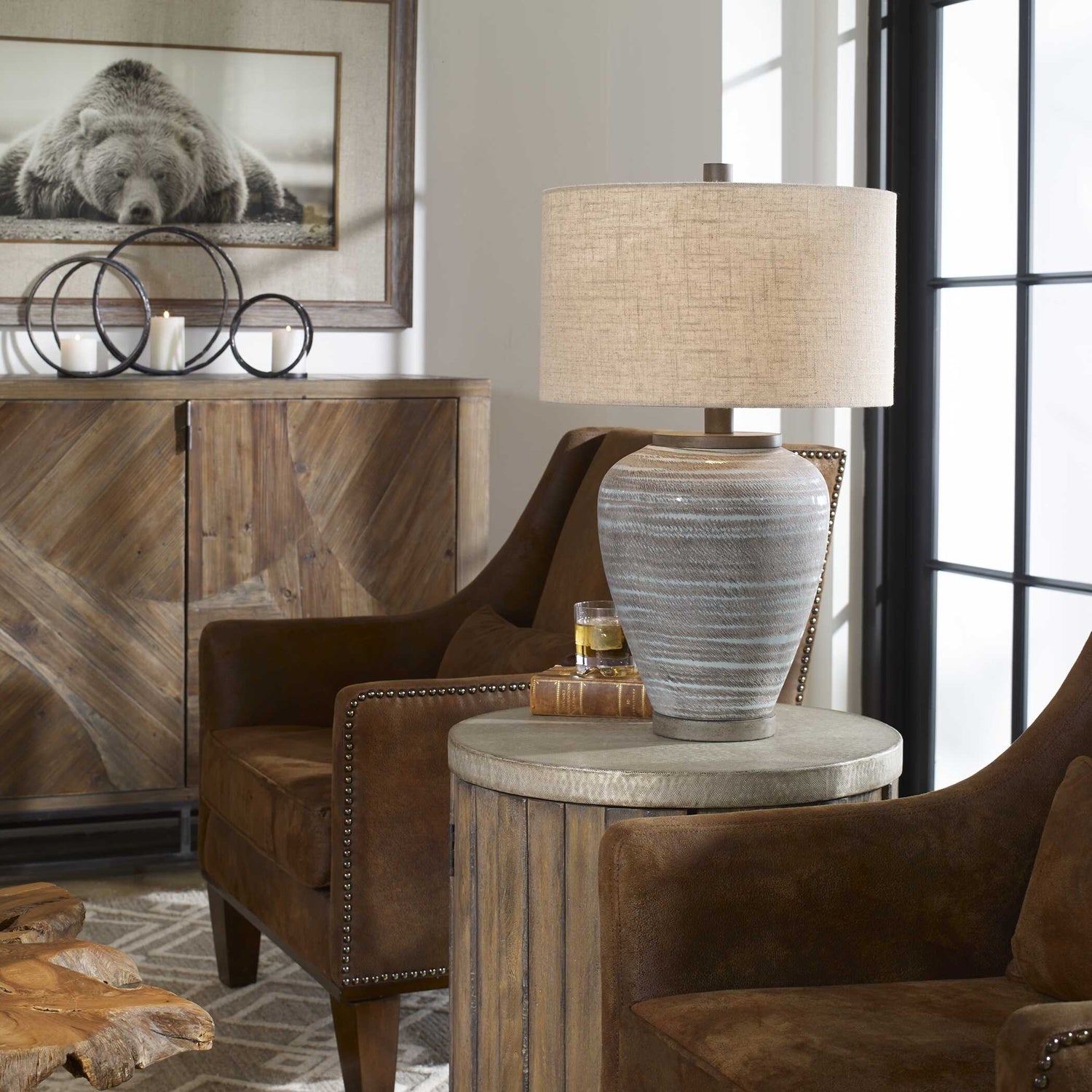 UTTERMOST, PELIA LIGHT AQUA TABLE LAMP, TABLE LAMPS