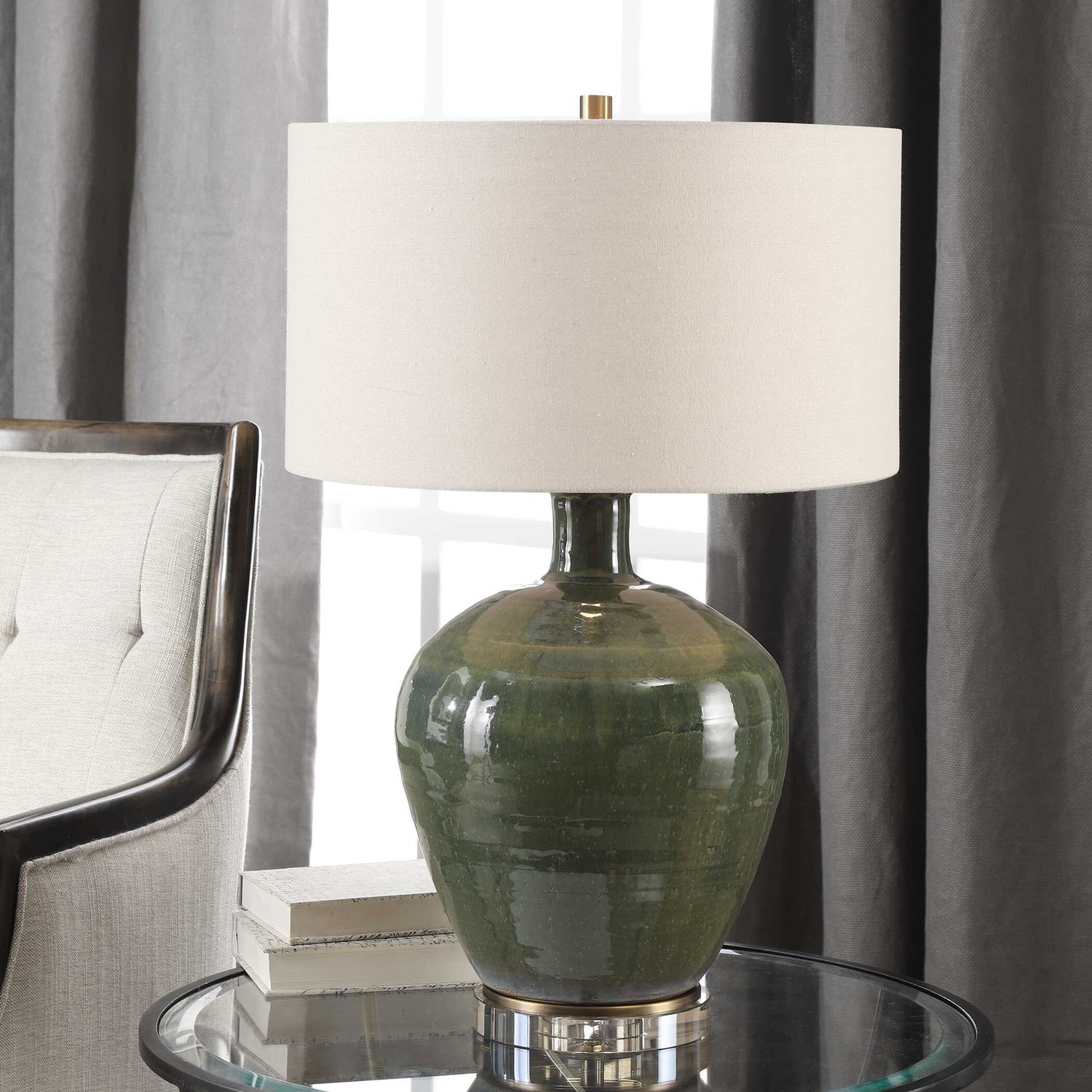 UTTERMOST, ELVA EMERALD TABLE LAMP, TABLE LAMPS