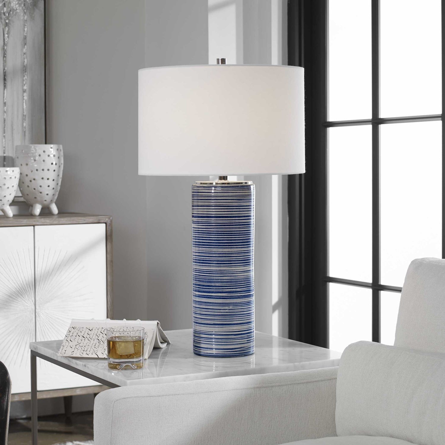 UTTERMOST, MONTAUK STRIPED TABLE LAMP, TABLE LAMPS