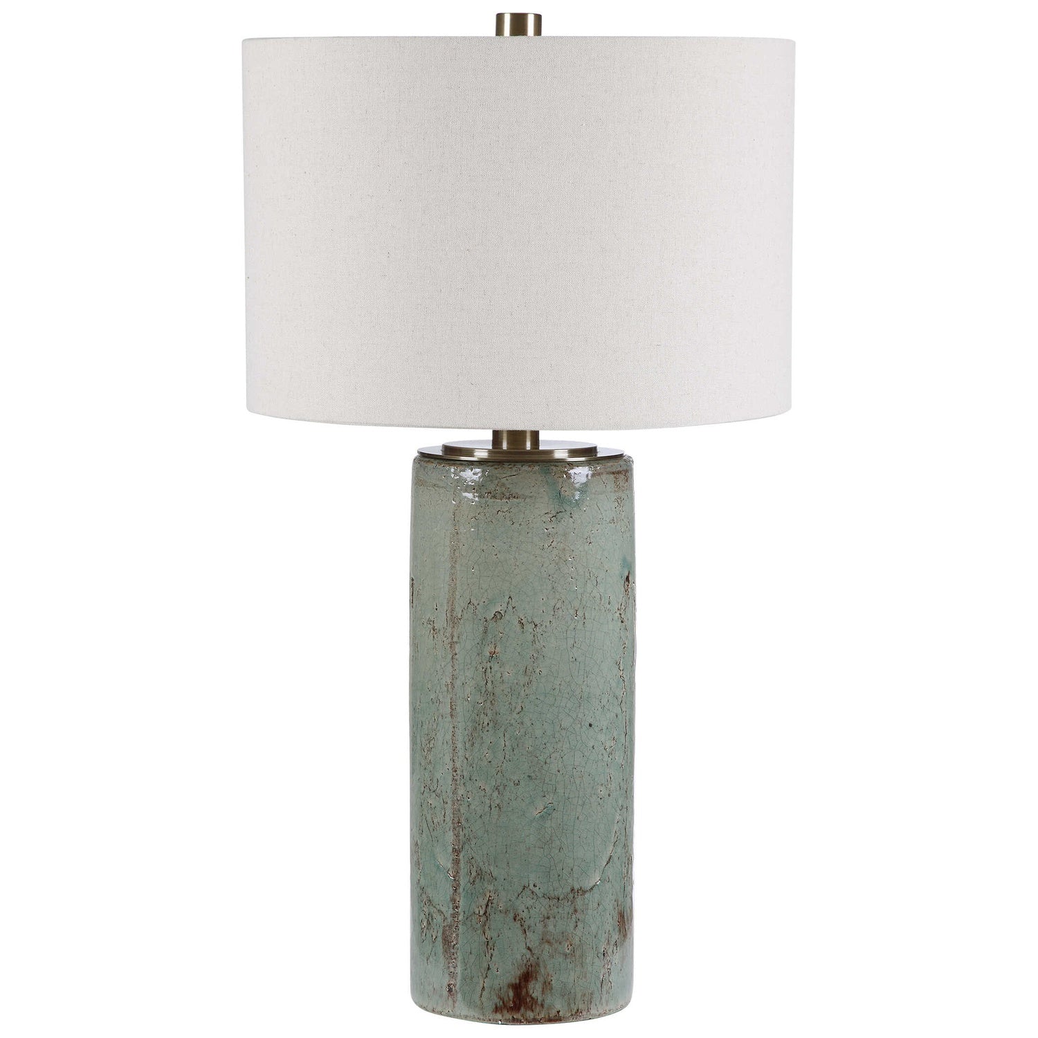 UTTERMOST, CALLAIS CRACKLED AQUA TABLE LAMP, TABLE LAMPS