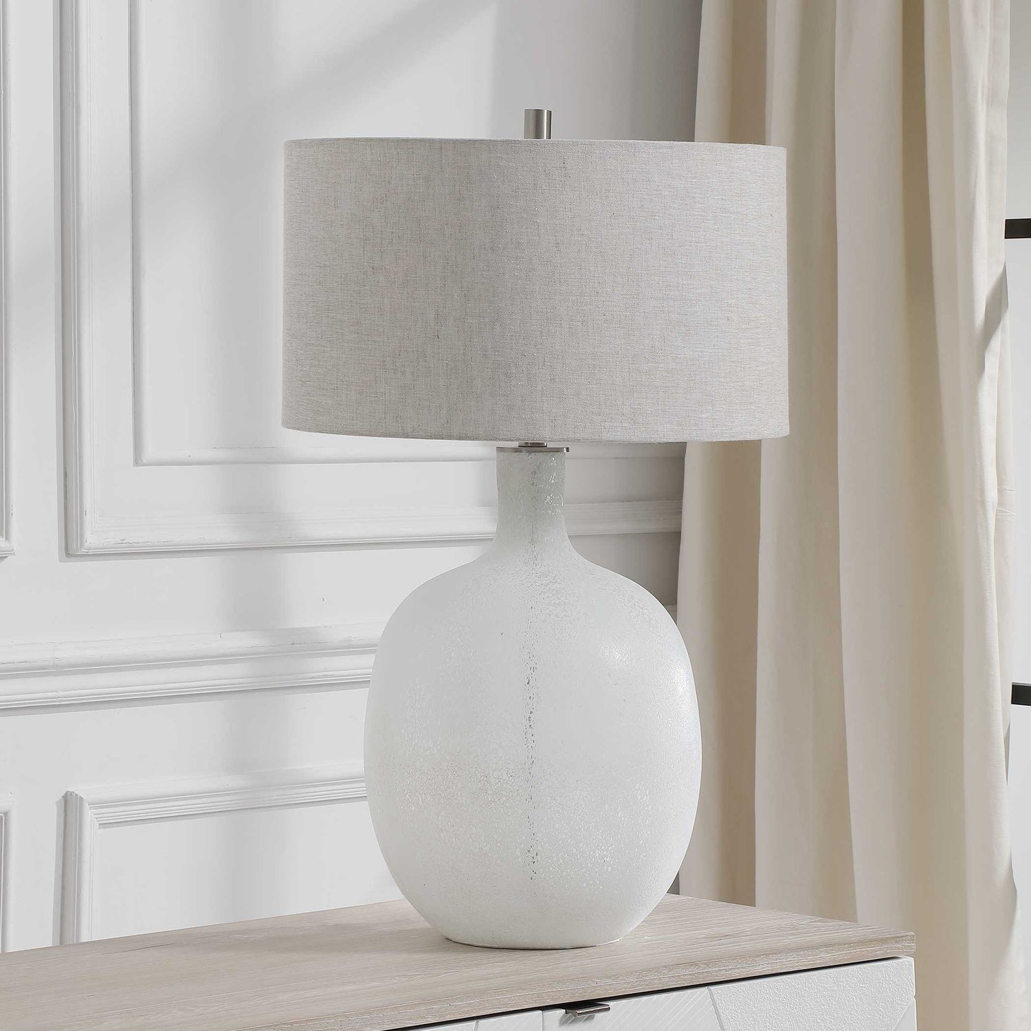 UTTERMOST, WHITEOUT MOTTLED TABLE LAMP, TABLE LAMPS