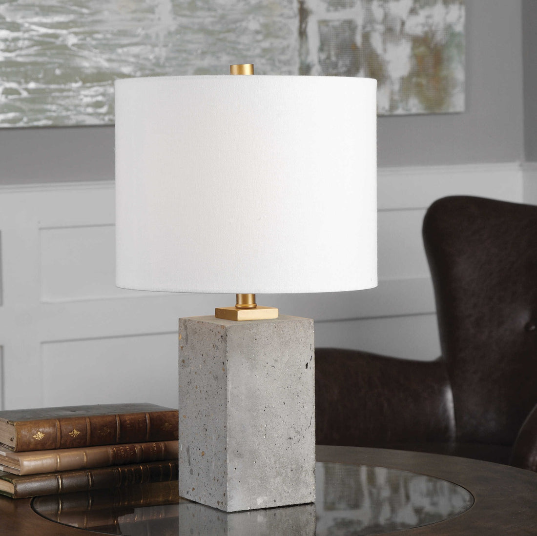 UTTERMOST, Drexel Concrete Block Lamp, TABLE LAMPS