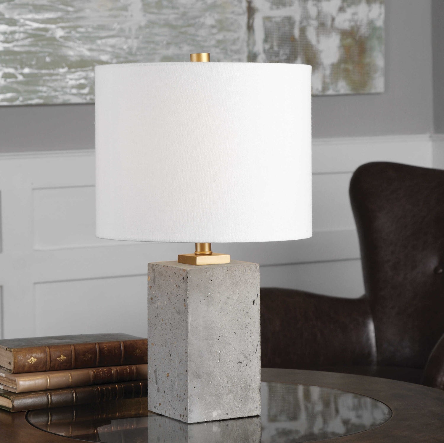 UTTERMOST, Drexel Concrete Block Lamp, TABLE LAMPS
