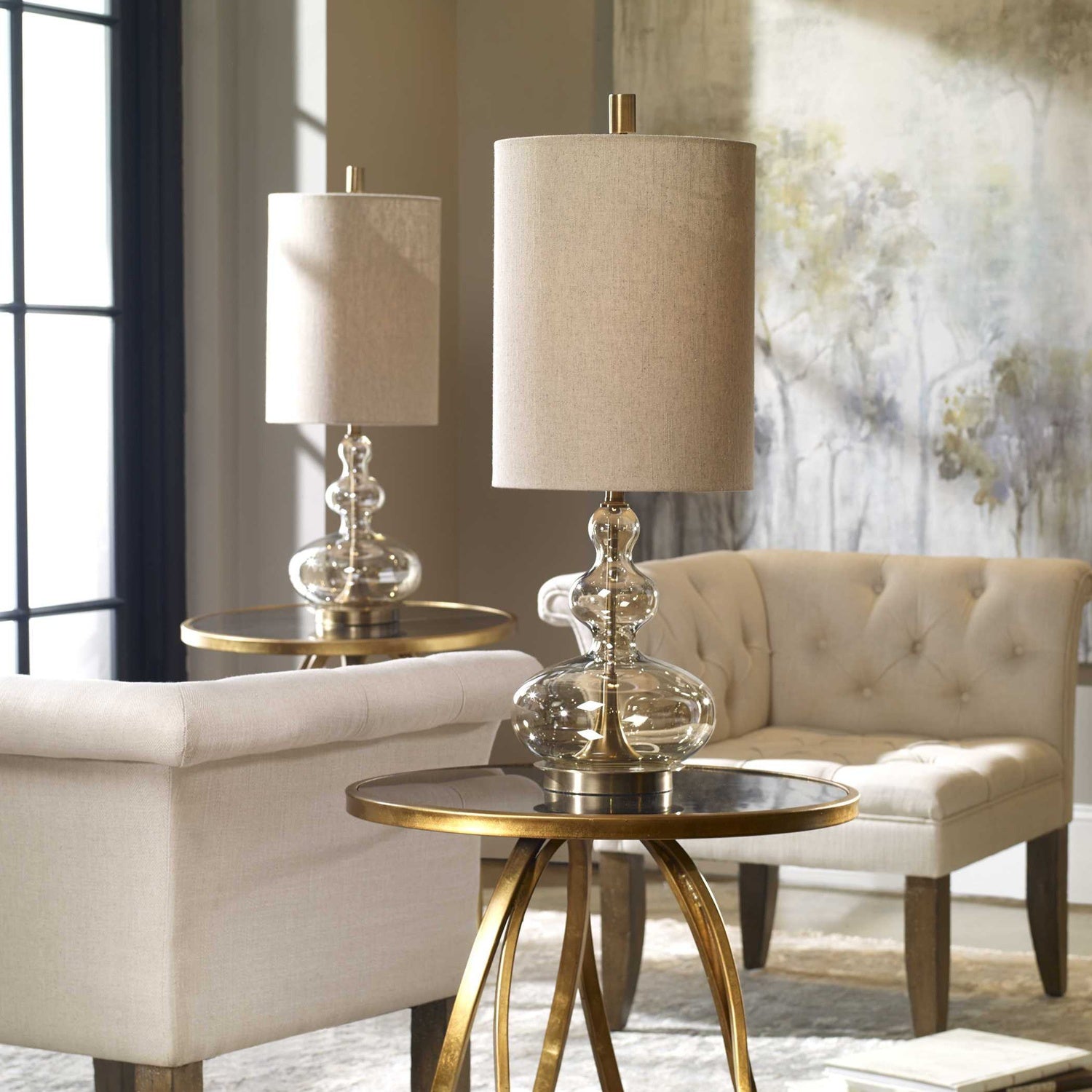 UTTERMOST, FORMOSO AMBER TABLE LAMP, TABLE LAMPS