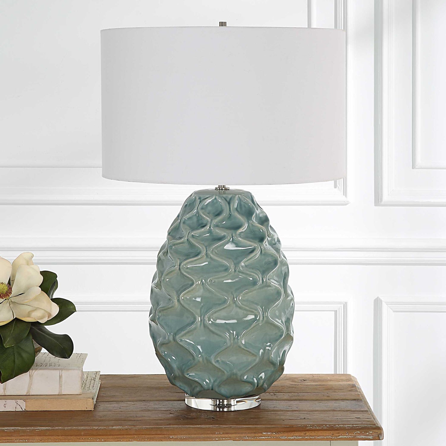 UTTERMOST, LACED UP SEA FOAM TABLE LAMP, TABLE LAMPS
