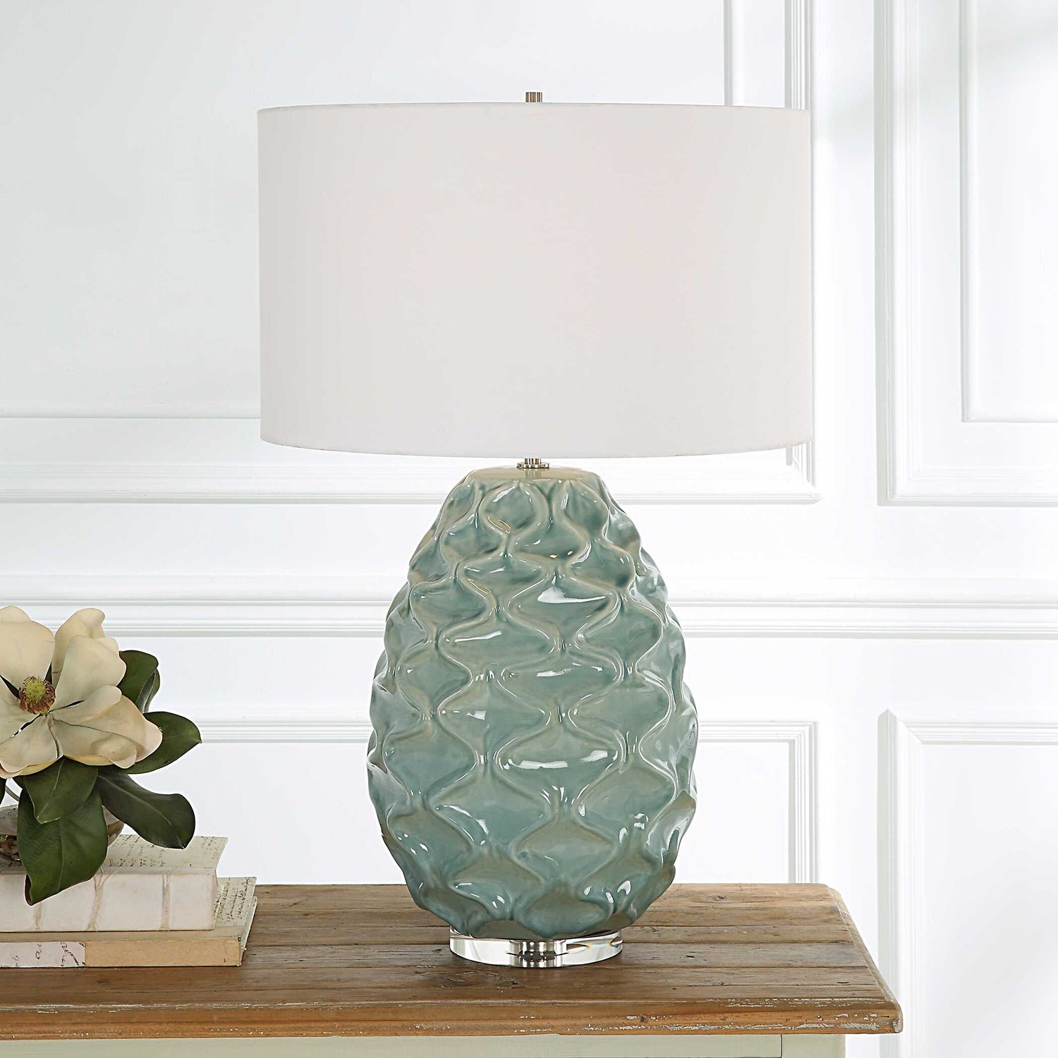UTTERMOST, LACED UP SEA FOAM TABLE LAMP, TABLE LAMPS
