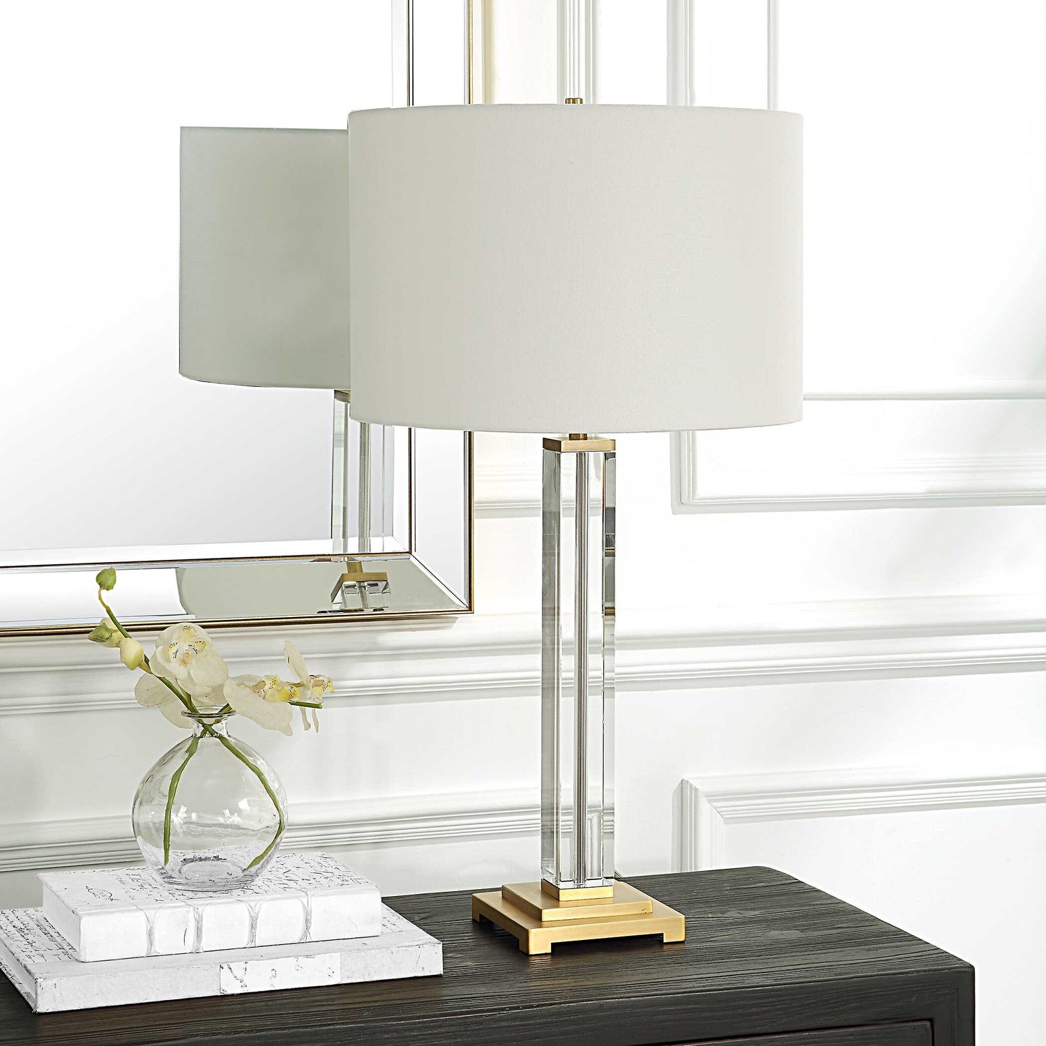 UTTERMOST, CRYSTAL COLUMN TABLE LAMP, TABLE LAMPS