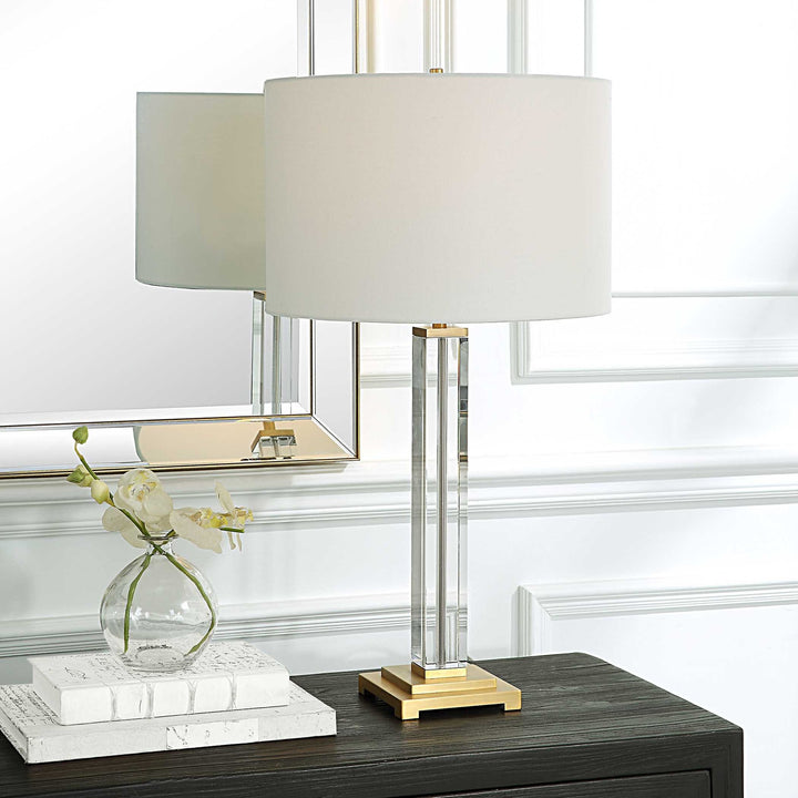 UTTERMOST, CRYSTAL COLUMN TABLE LAMP, TABLE LAMPS