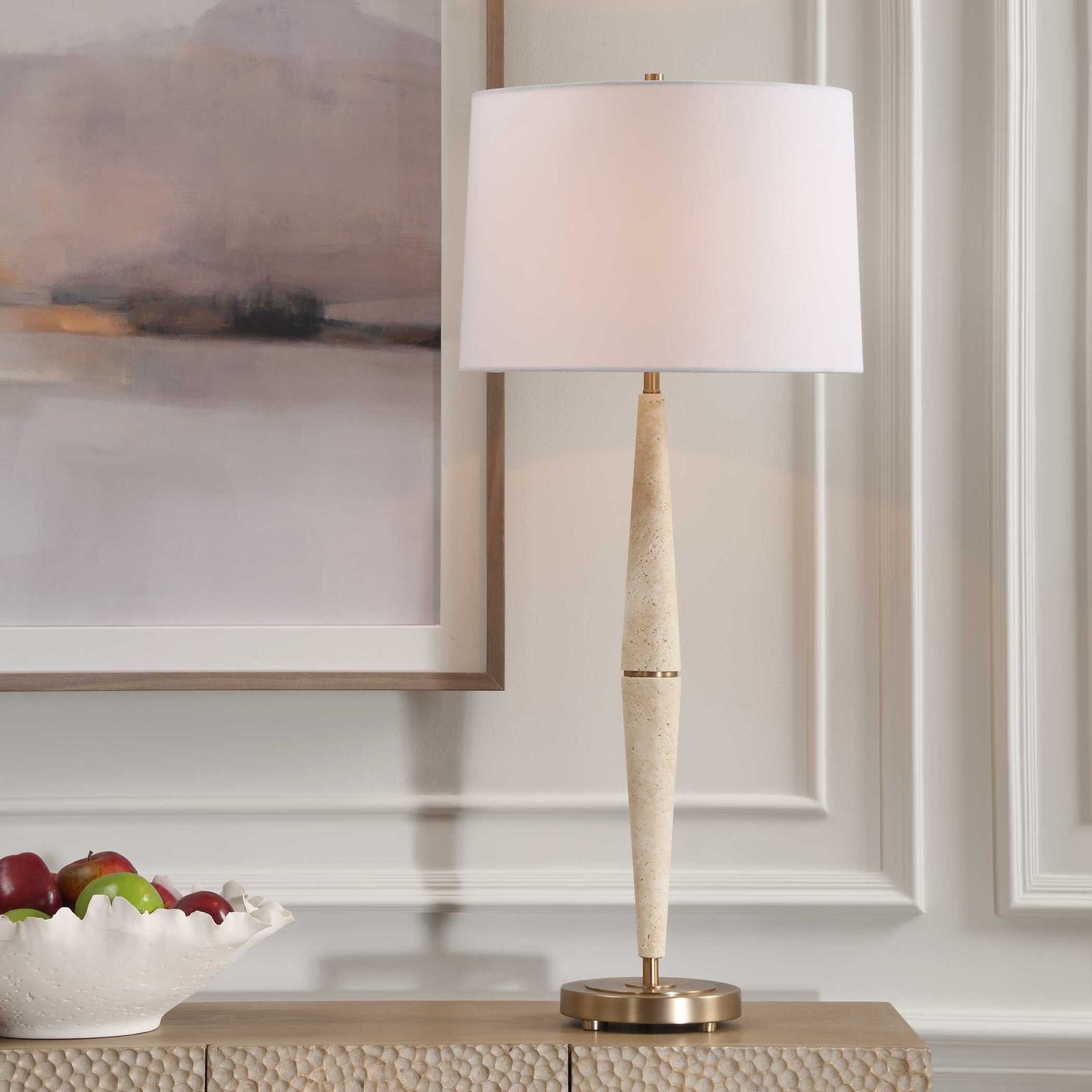 UTTERMOST, Palu Travertine Table Lamp, TABLE LAMPS