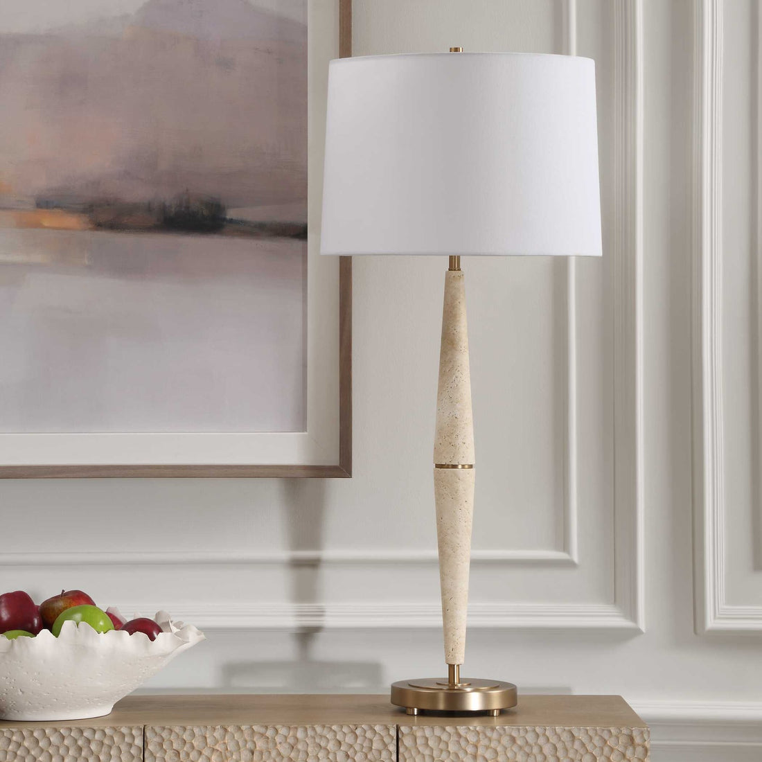 UTTERMOST, Palu Travertine Table Lamp, TABLE LAMPS