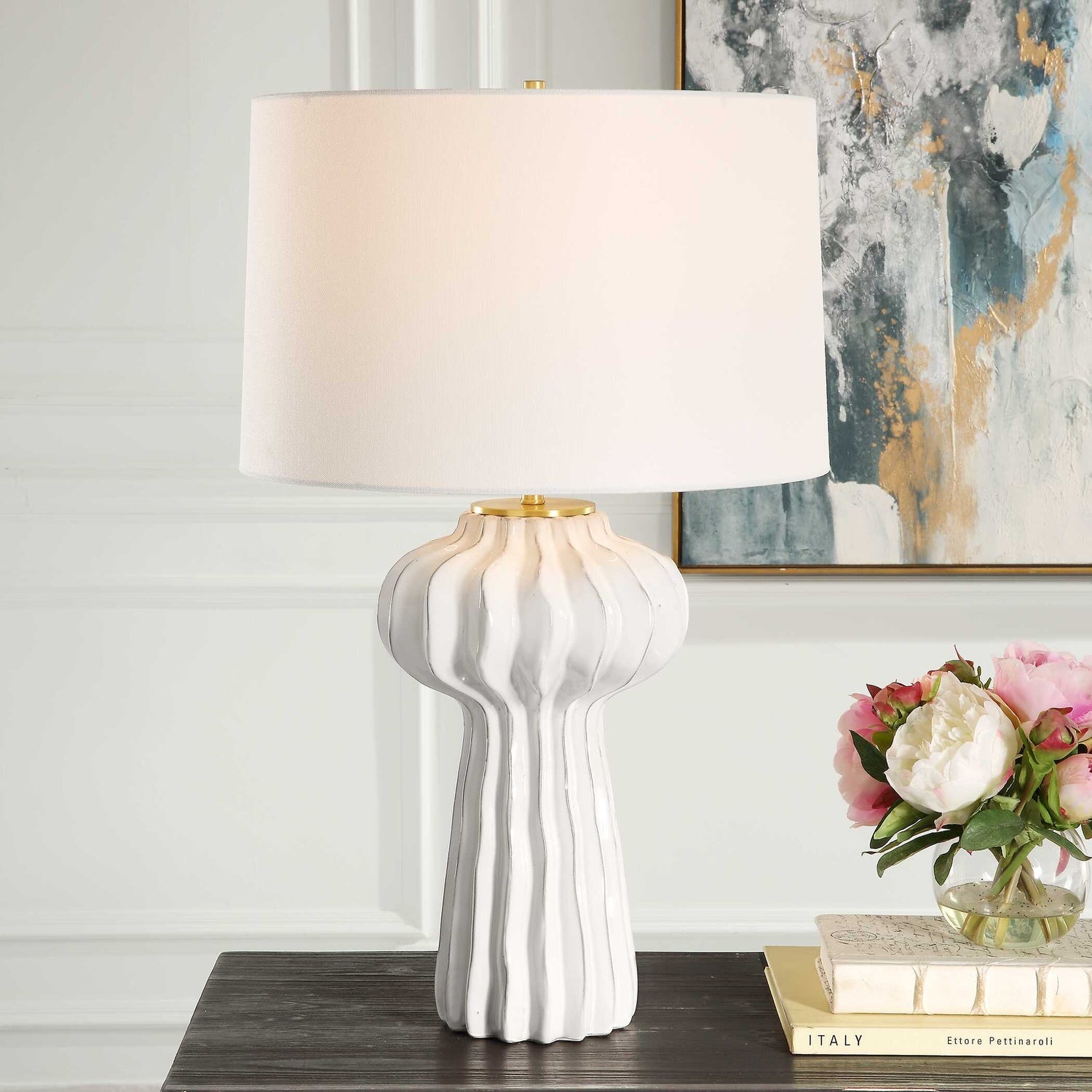 UTTERMOST, WRENLEY RIDGED TABLE LAMP, TABLE LAMPS