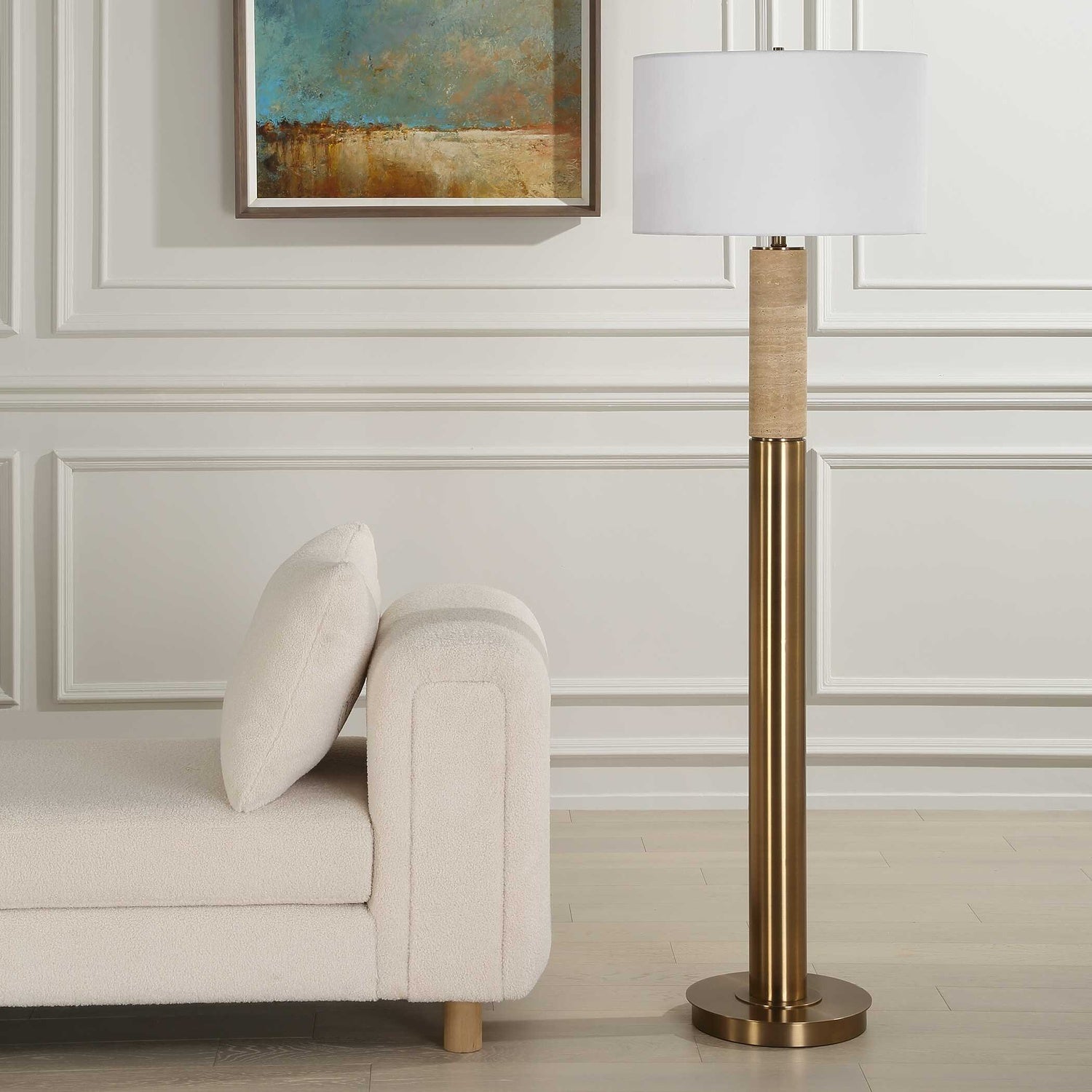 UTTERMOST, Knox Travertine Floor Lamp, FLOOR LAMP