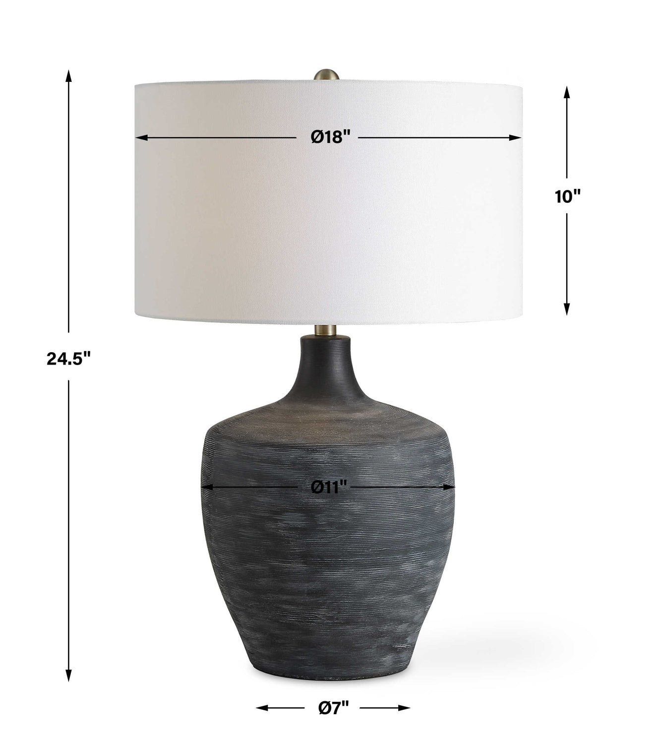 UTTERMOST, Graphite Ribbed Table Lamp, TABLE LAMPS