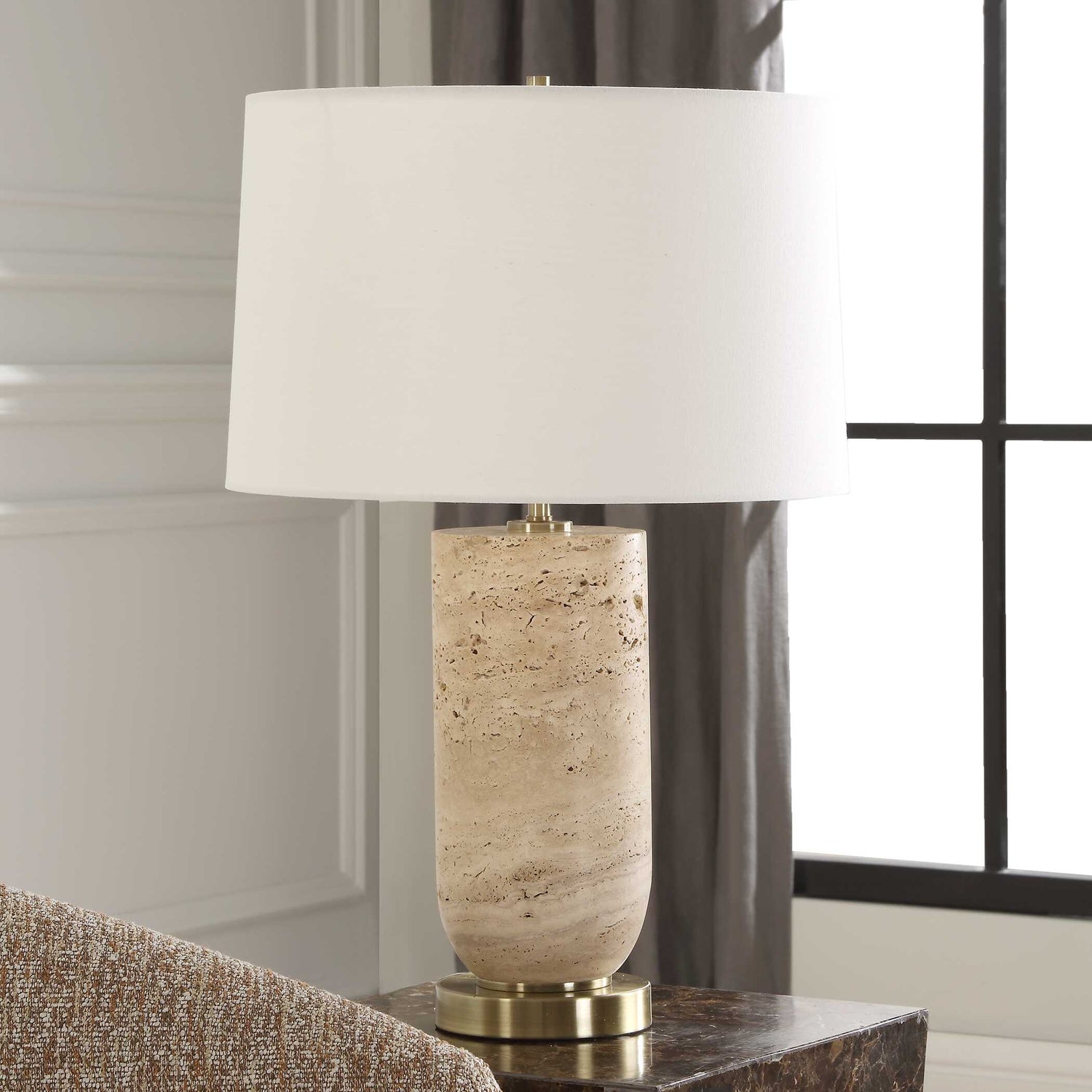 UTTERMOST, AUBREY TRAVERTINE TABLE LAMP, TABLE LAMPS
