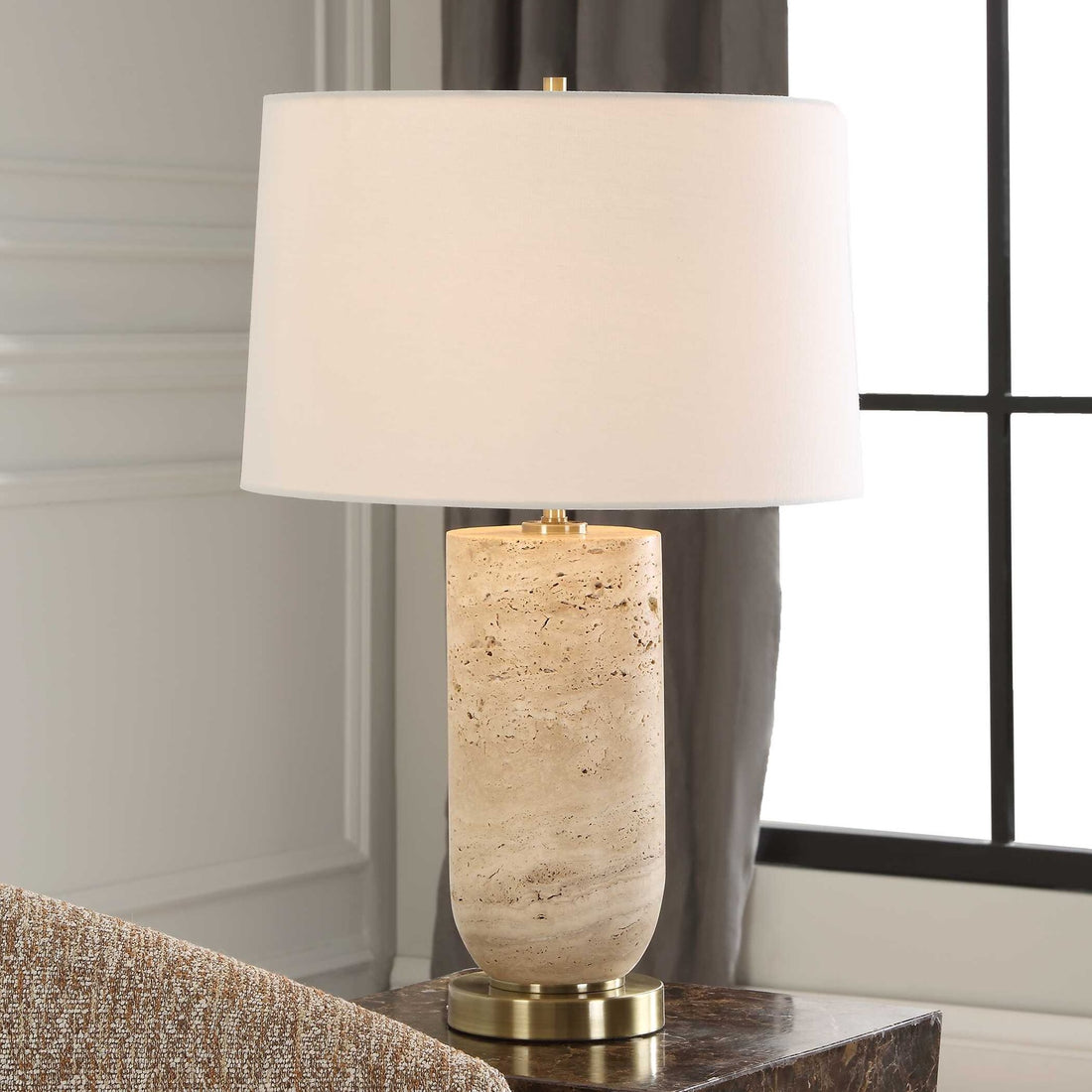 UTTERMOST, Aubrey Travertine Table Lamp, TABLE LAMPS
