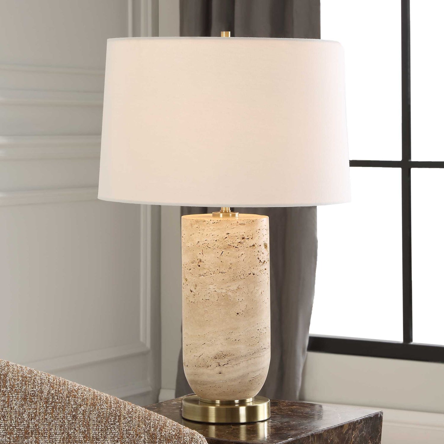 UTTERMOST, Aubrey Travertine Table Lamp, TABLE LAMPS