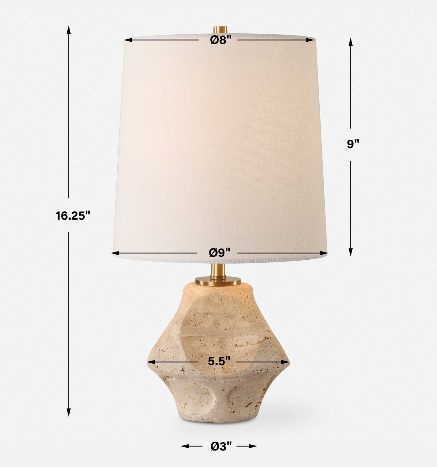 UTTERMOST, Indent Travertine Accent Lamp, TABLE LAMPS