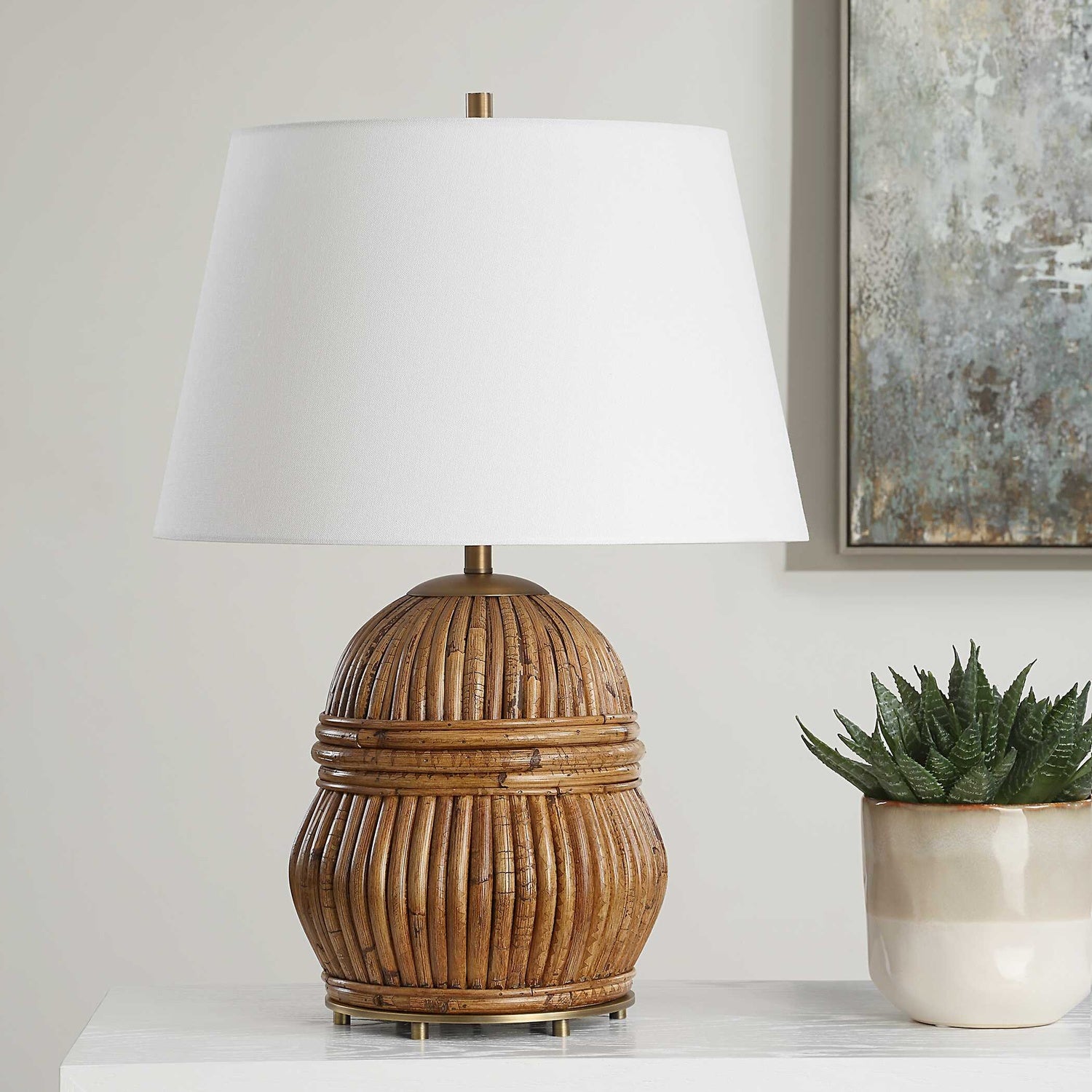 UTTERMOST, Reed Honey Table Lamp, TABLE LAMPS