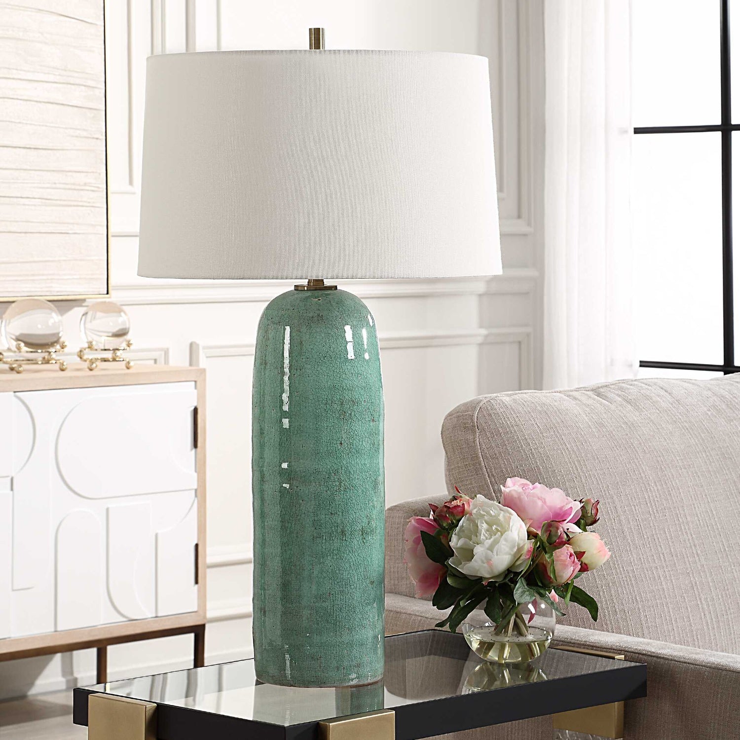 UTTERMOST, ANDALE CRACKLED TABLE LAMP, TABLE LAMPS