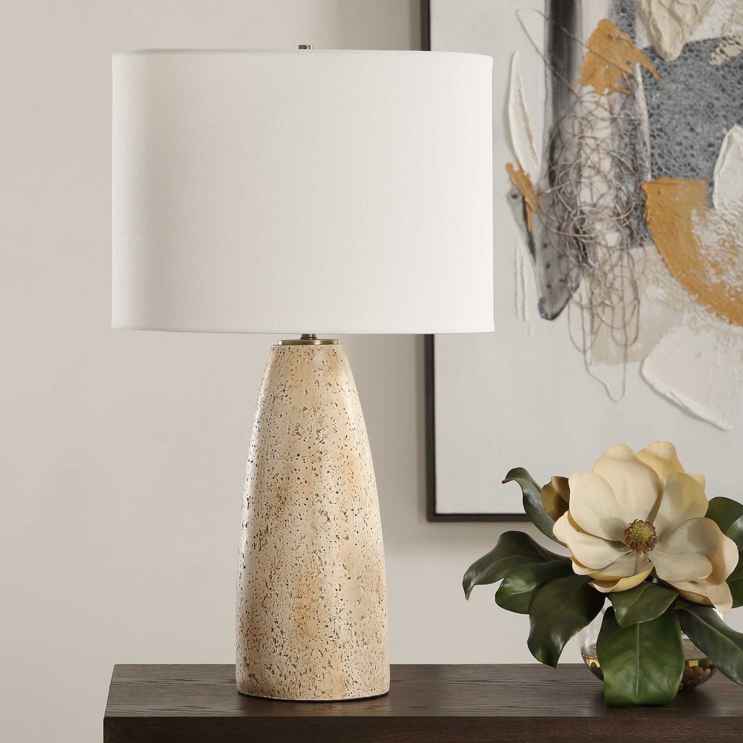 UTTERMOST, Maury Travertine Table Lamp, TABLE LAMPS