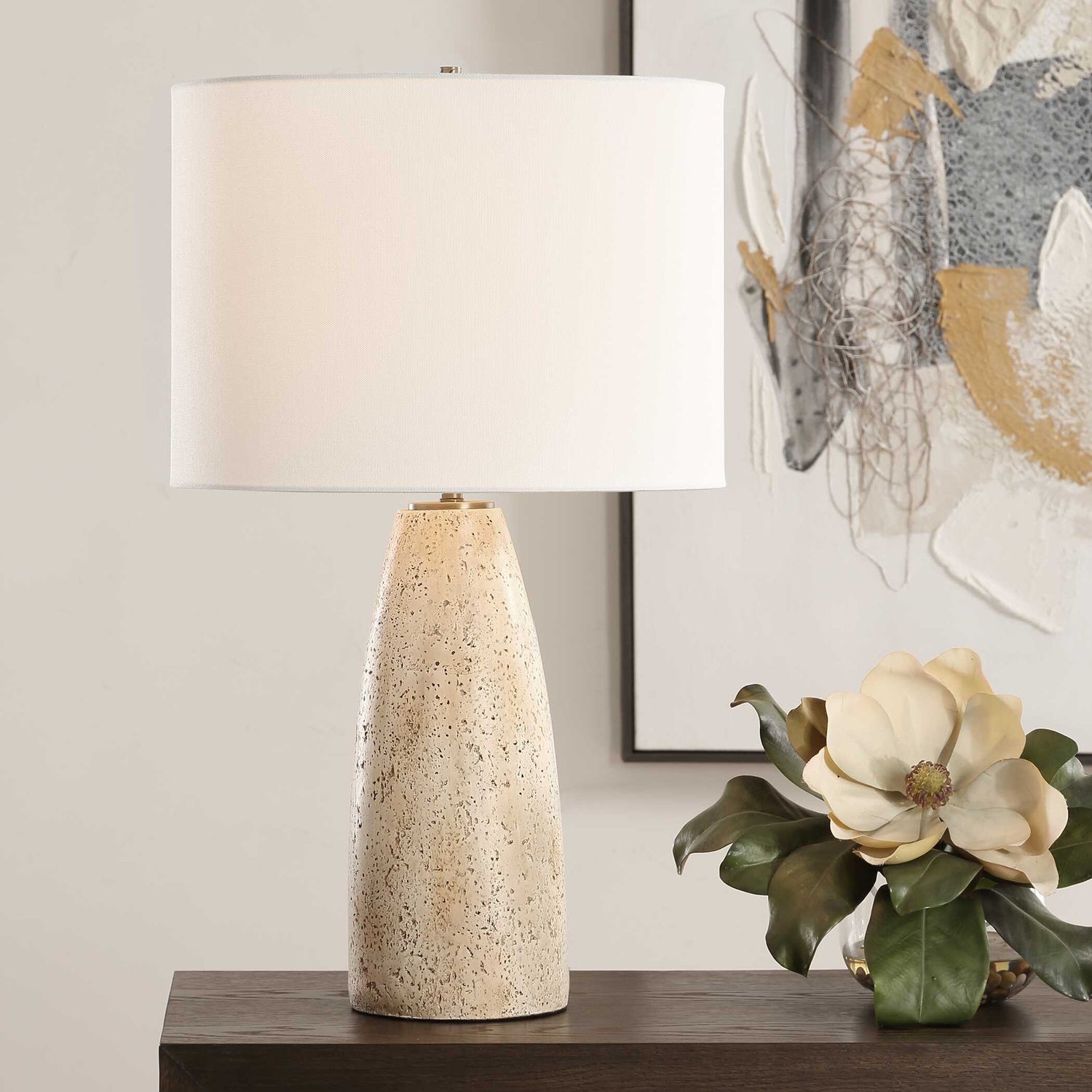 UTTERMOST, Maury Travertine Table Lamp, TABLE LAMPS