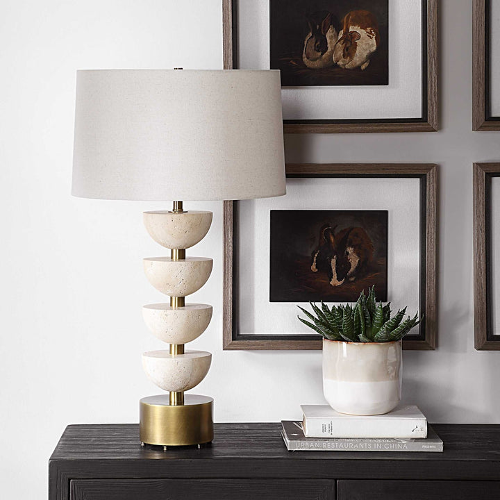 UTTERMOST, Hemisphere Travertine Table Lamp, TABLE LAMPS