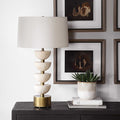 UTTERMOST, HEMISPHERE TRAVERTINE TABLE LAMP, TABLE LAMPS