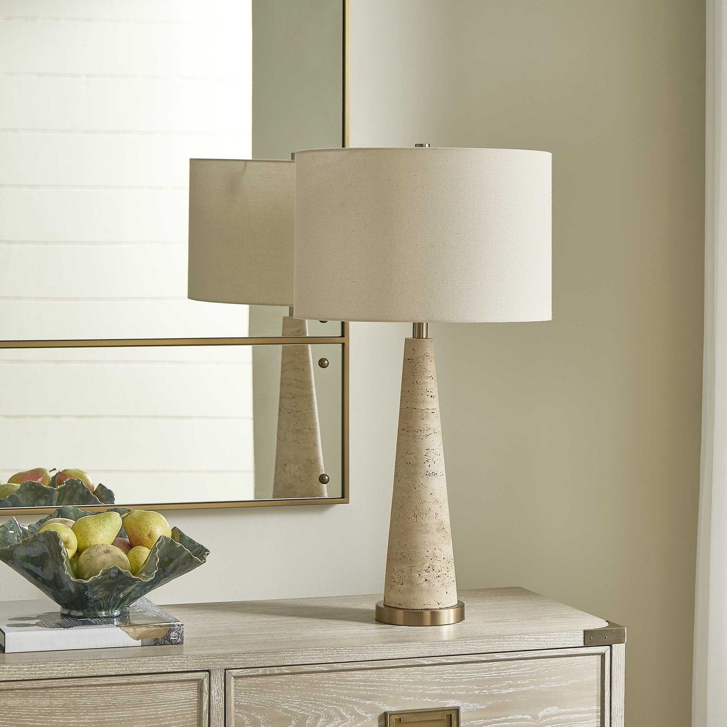 UTTERMOST, PERKINS TRAVERTINE TABLE LAMP, TABLE LAMPS