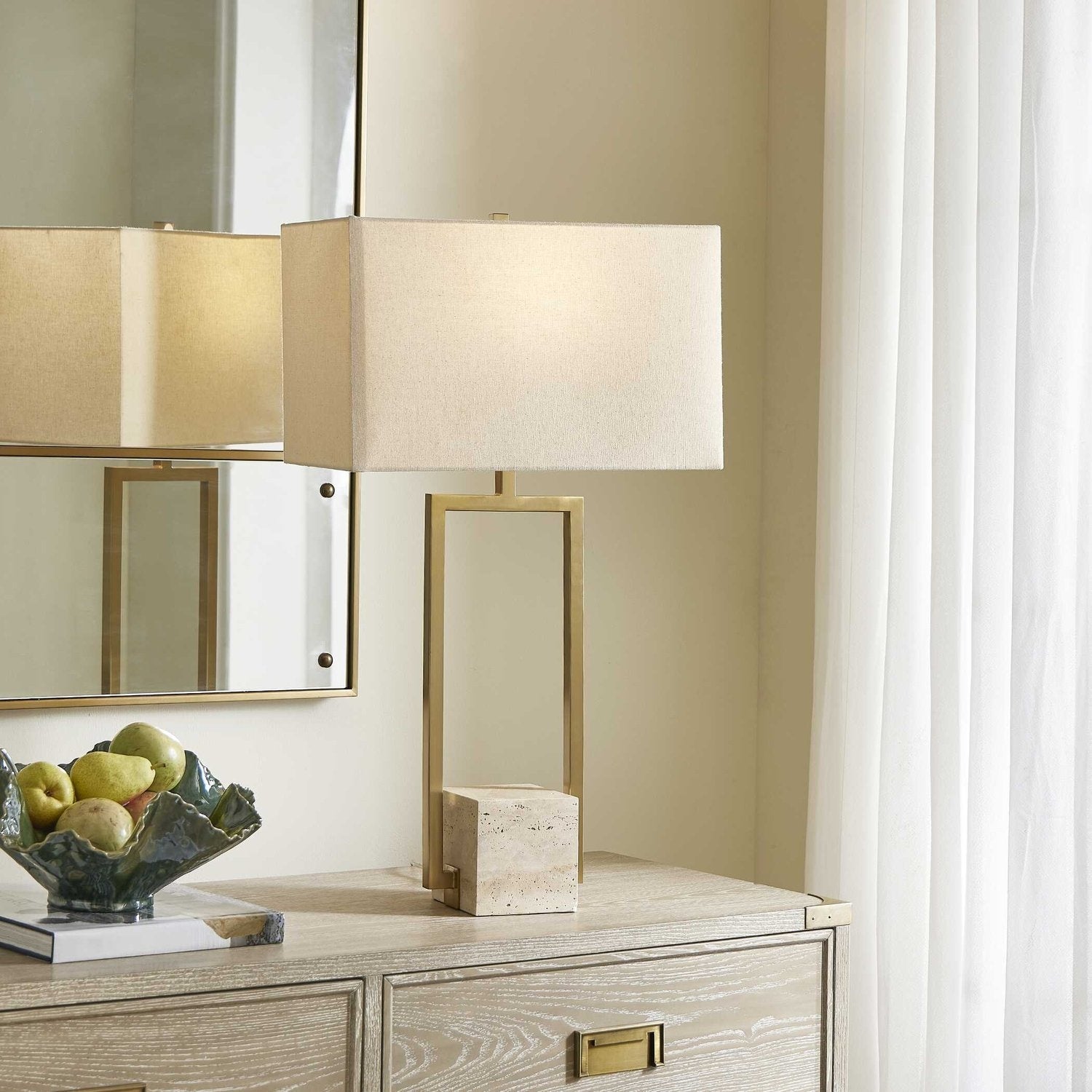 UTTERMOST, WARRICK MODERN TRAVERTINE TABLE LAMP, TABLE LAMPS