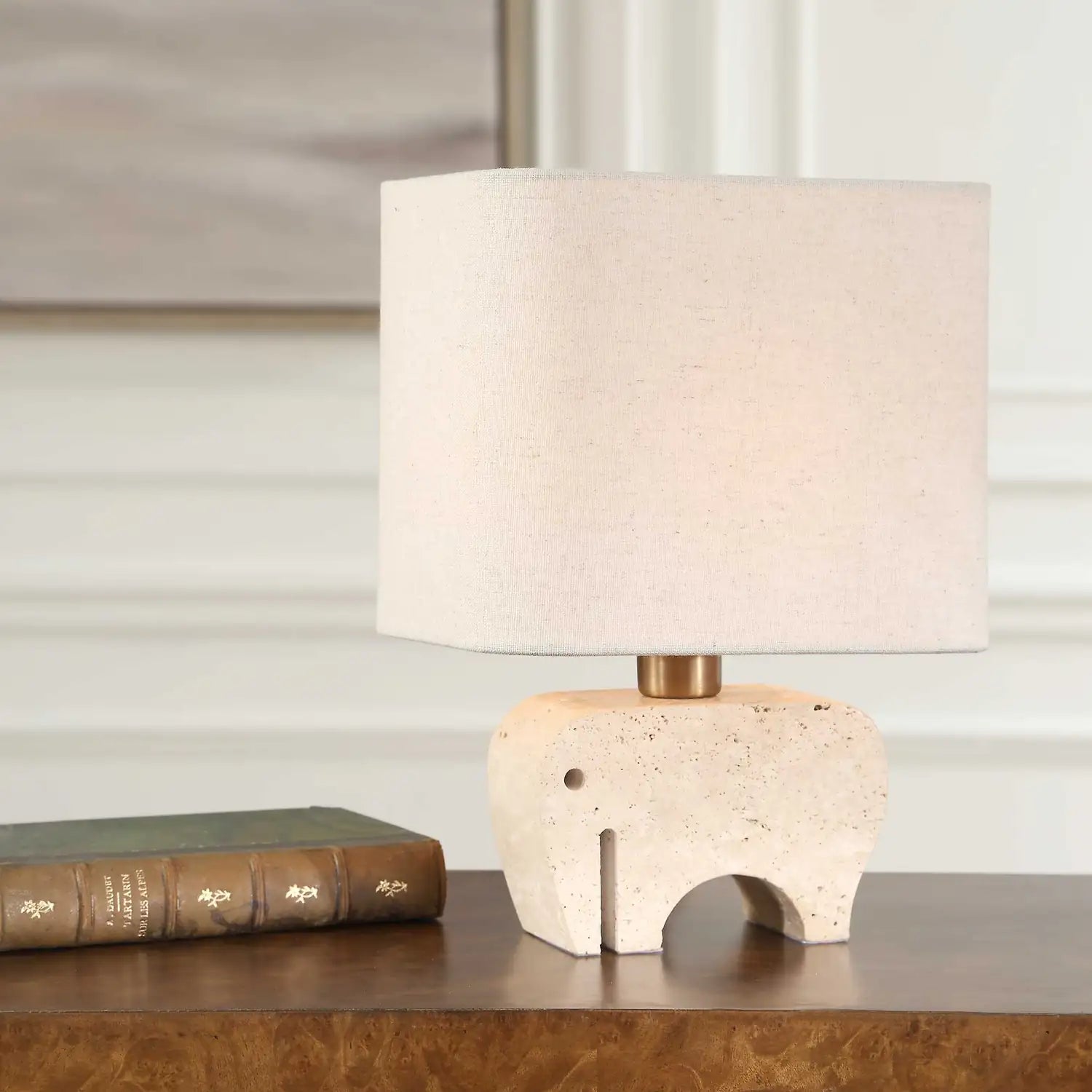 UTTERMOST, Tusk Travertine Accent Lamp, TABLE LAMPS