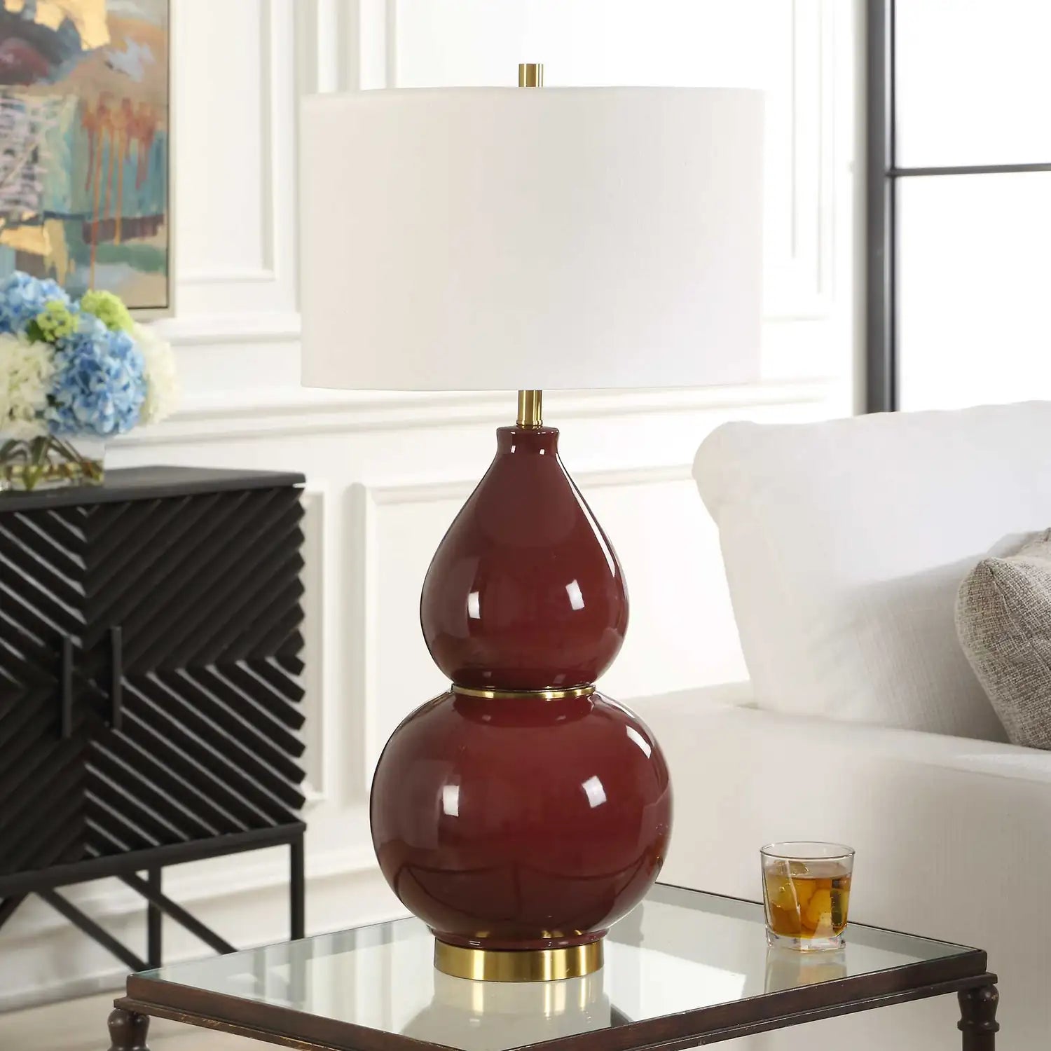 UTTERMOST, Gourd Burgundy Table Lamp, TABLE LAMPS