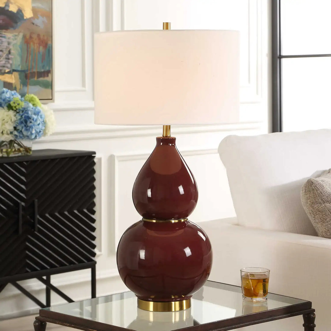 UTTERMOST, Gourd Burgundy Table Lamp, TABLE LAMPS