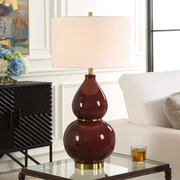 UTTERMOST, GOURD BURGUNDY TABLE LAMP, TABLE LAMPS
