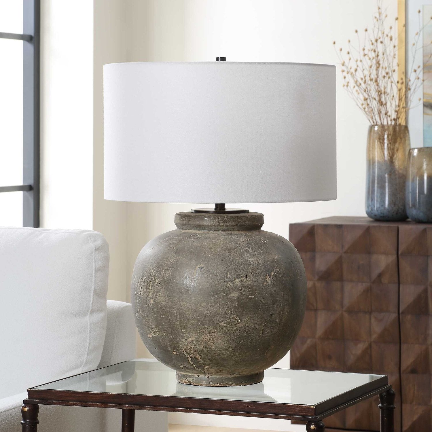 UTTERMOST, ROCK OF AGES RUST TABLE LAMP, TABLE LAMPS