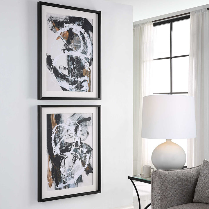 UTTERMOST Winterland Abstract Prints Set Of 2 - Art