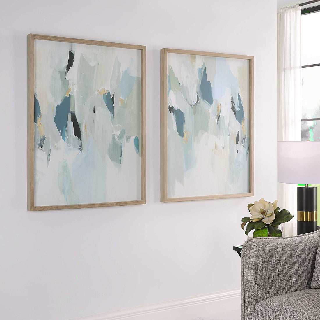 UTTERMOST Seabreeze Abstract Framed Canvas Prints Set Of 2 - Art