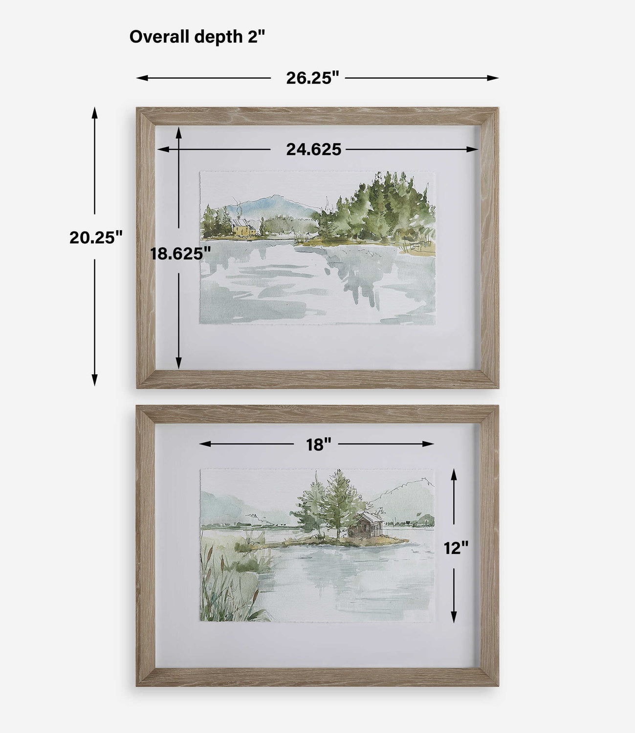 UTTERMOST Serene Lake Framed Prints Set Of 2 - Art