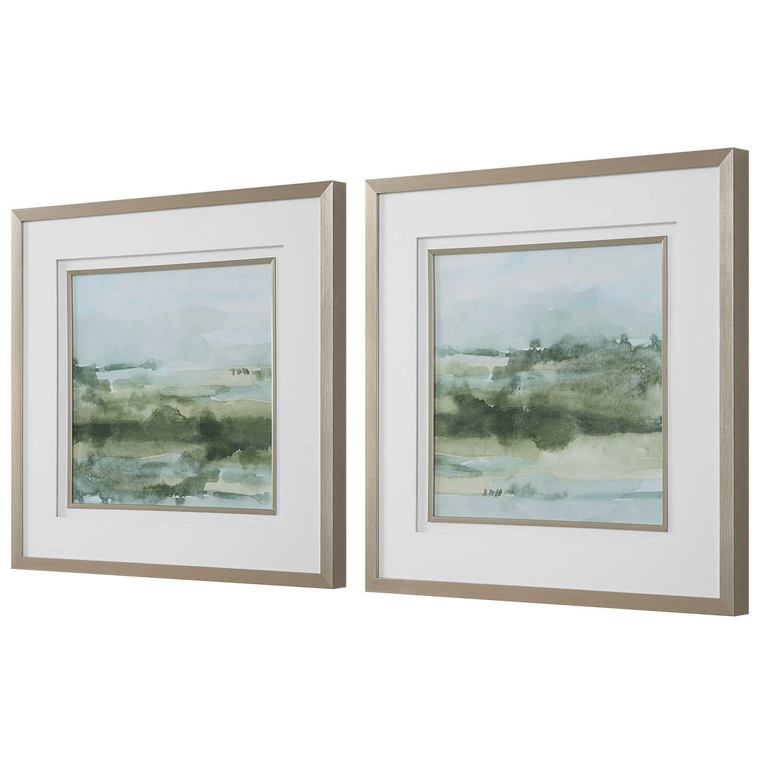 UTTERMOST Soft Sage Abstract Landscape Prints Set Of 2 - Art